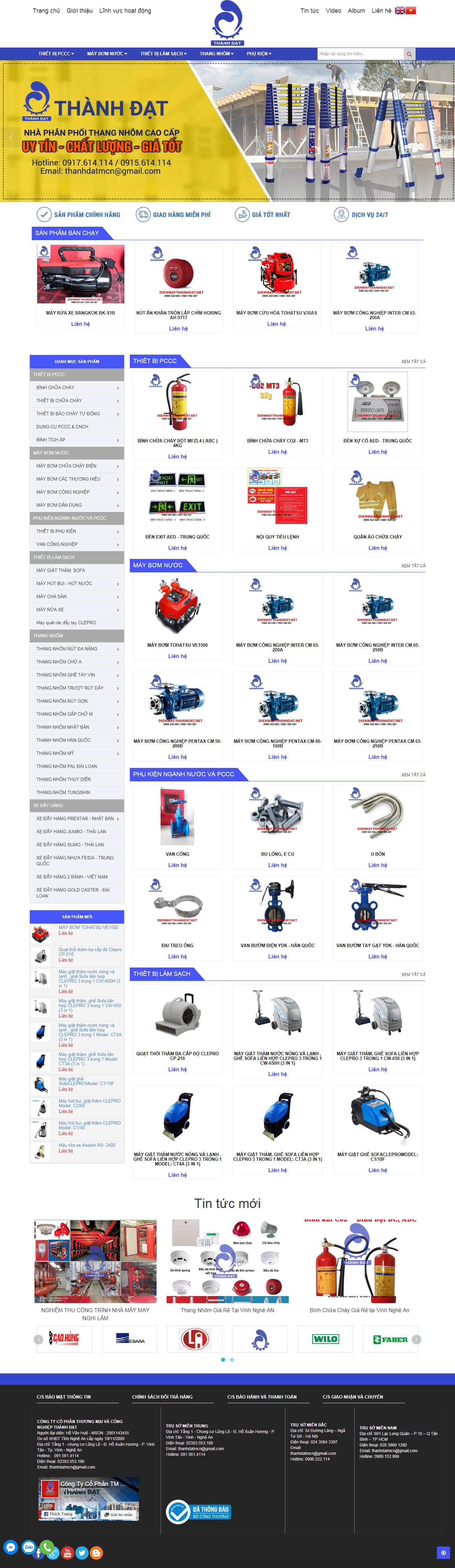 Thiết kế Website web thiết bị phòng cháy - dienmaythanhdatvn