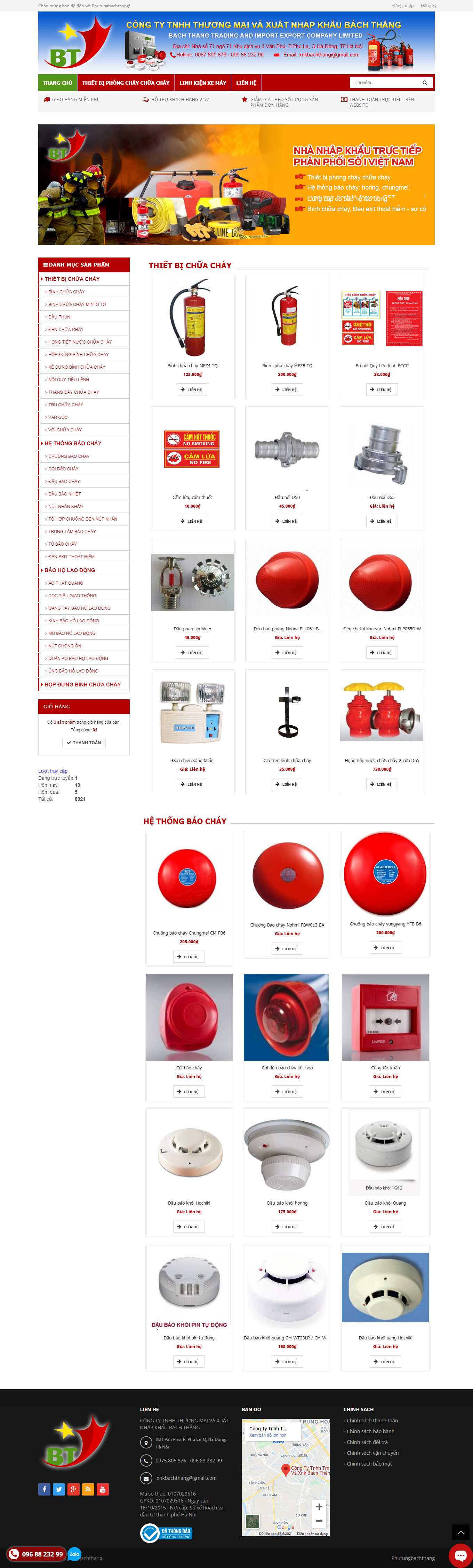Thiết kế Website web thiết bị phòng cháy - xuatnhapkhaubachthangcom