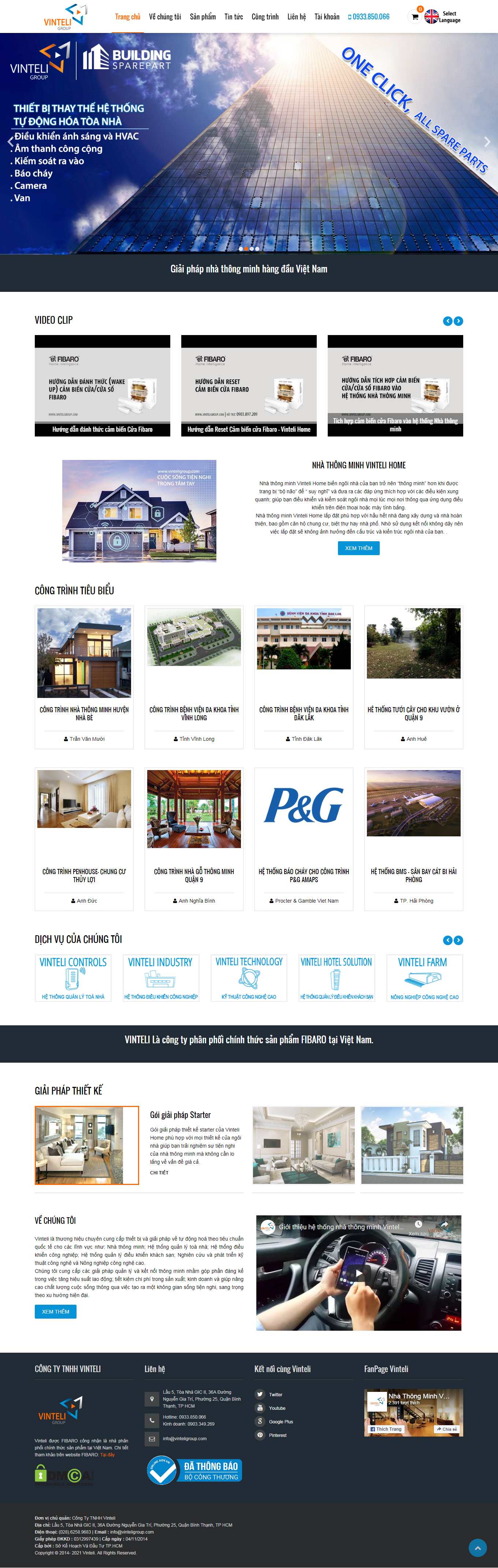 Thiết kế Website web hệ thống nhà thông minh - vinteligroupcom