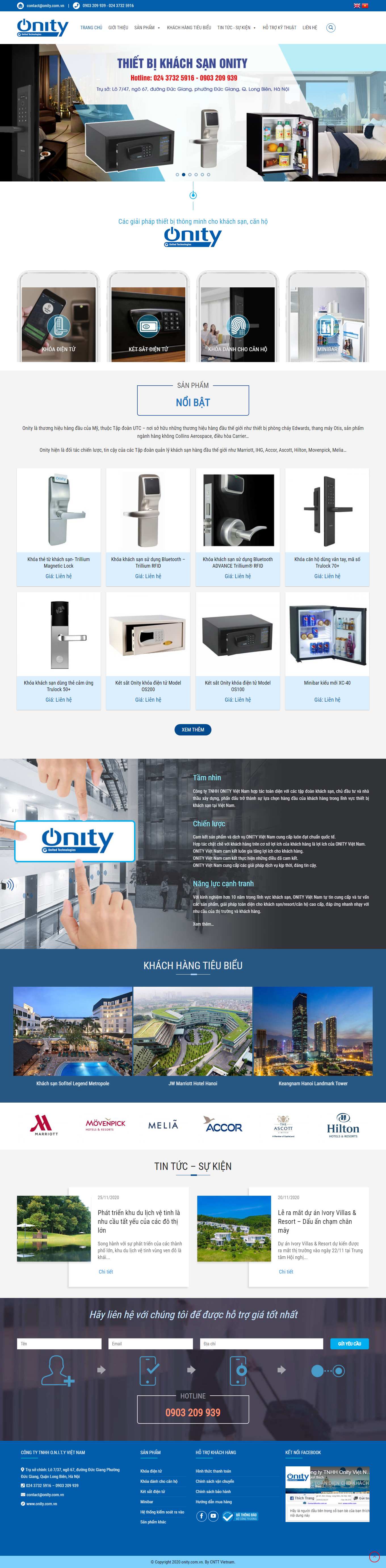 Thiết kế Website web bán khóa điện tử - onitycomvn