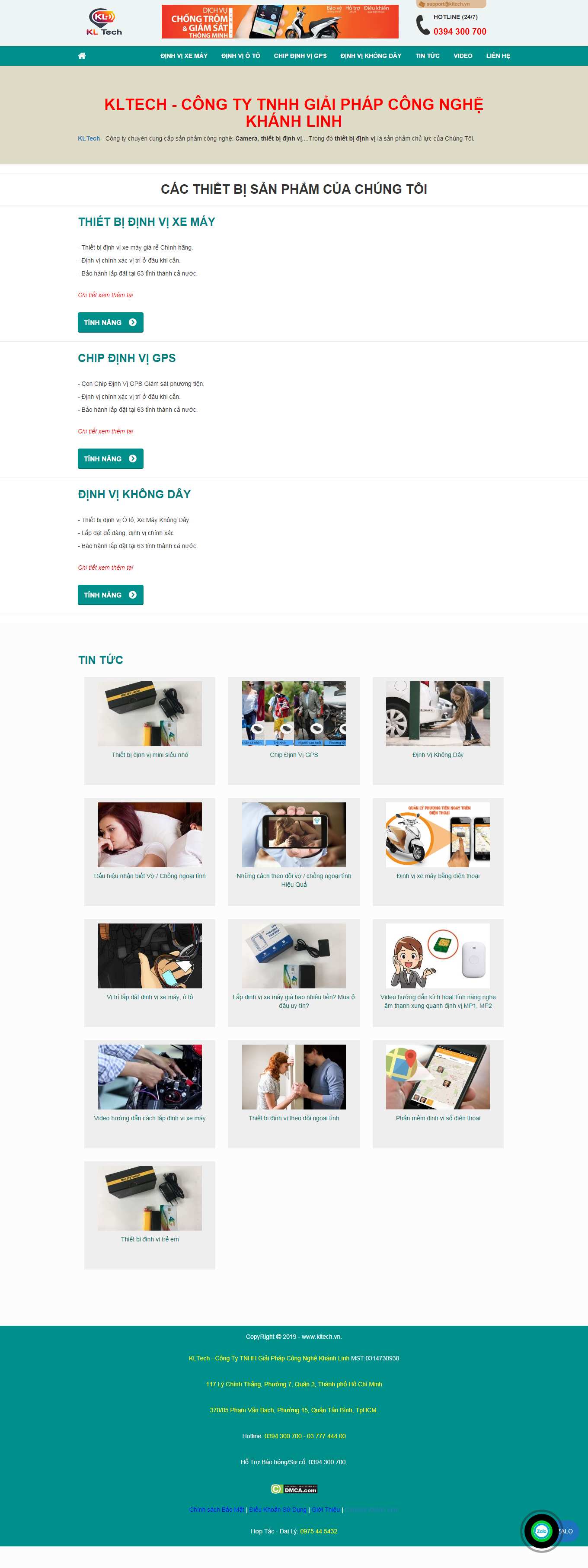 Thiết kế Website web thiết bị định vị GPS - kltechvn