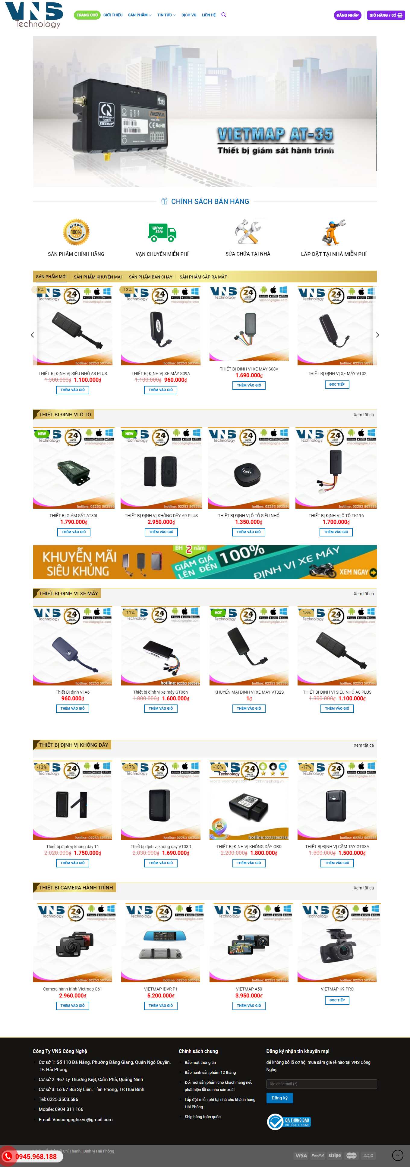 Thiết kế Website web thiết bị định vị GPS - vnscongnghecom