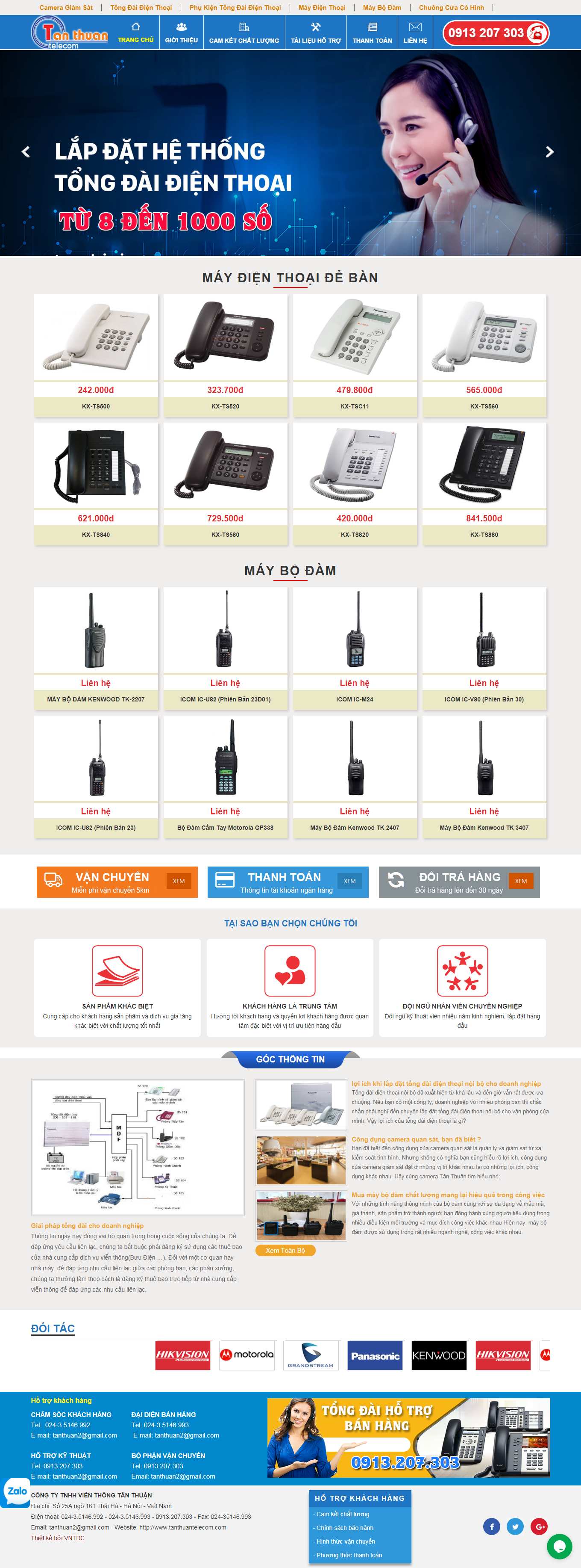 Thiết kế Website web bán bộ đàm - tanthuantelecomcom