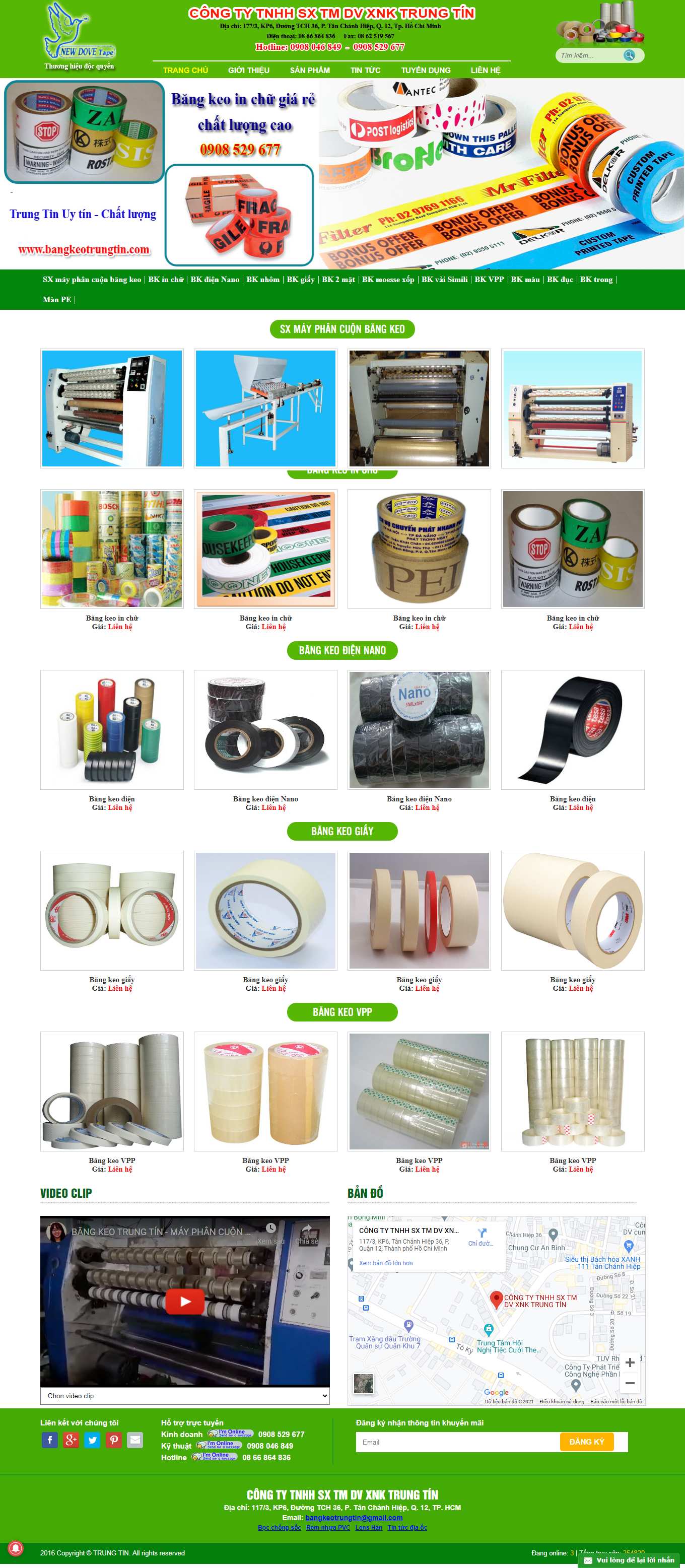 Thiết kế Website web bán băng keo công nghiệp - bangkeotrungtincom