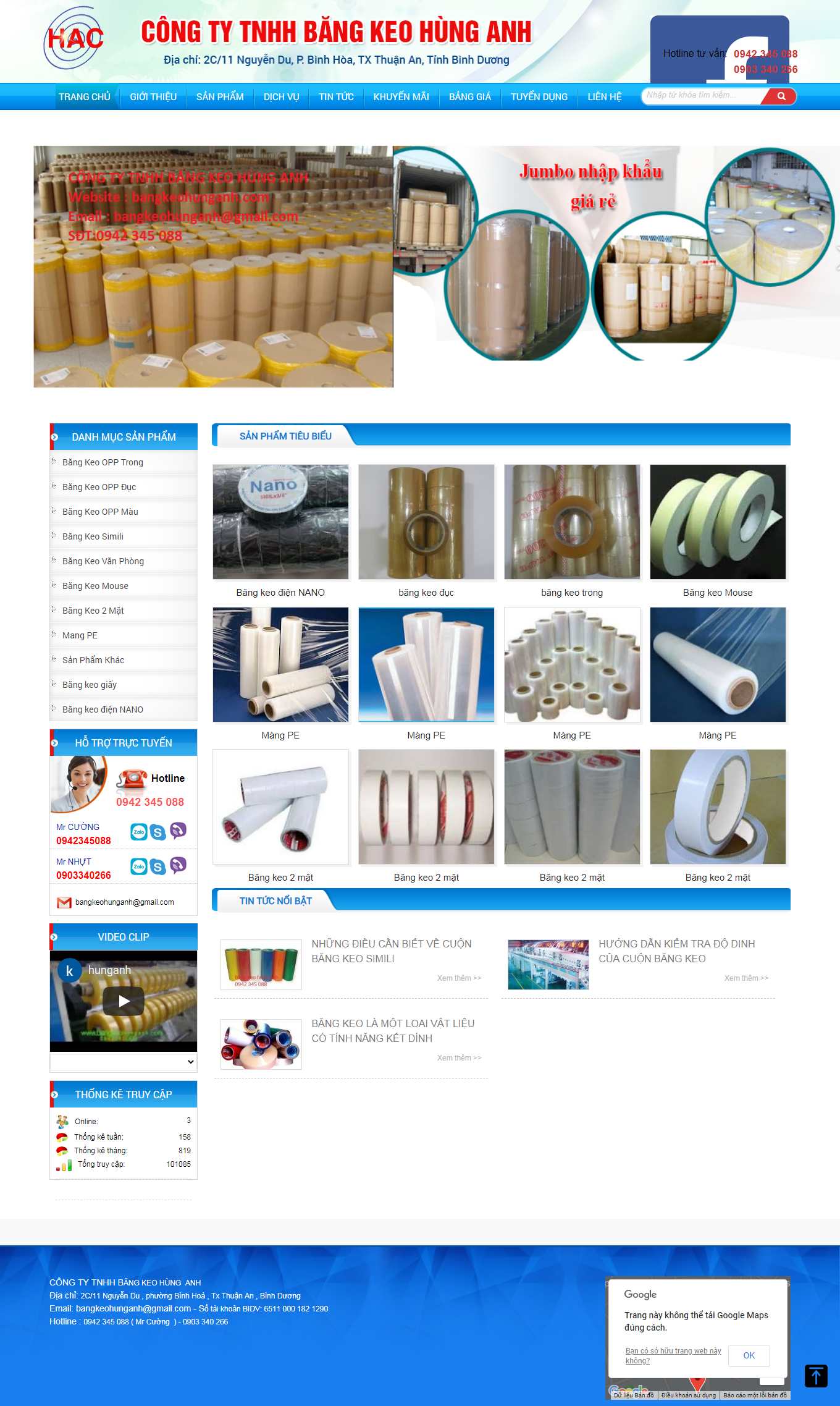 Thiết kế Website web bán băng keo công nghiệp - bangkeohunganhcom