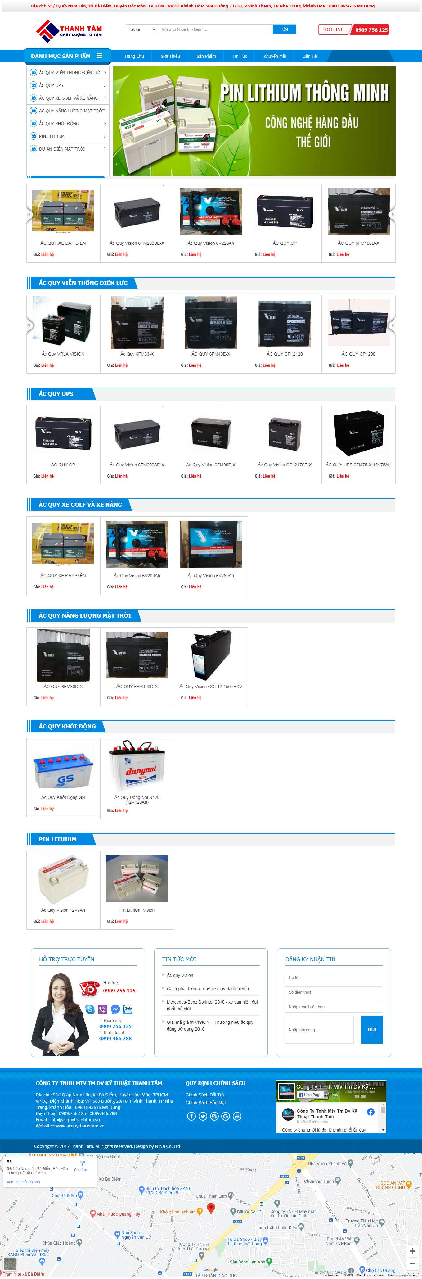 Thiết kế Website web ắc quy chì - acquythanhtamvn