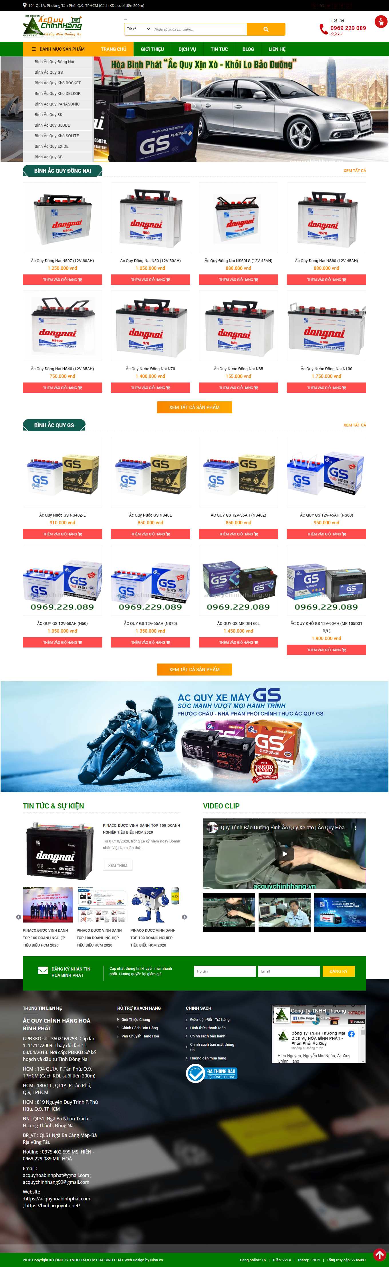 Thiết kế Website web ắc quy chì - acquychinhhangvn