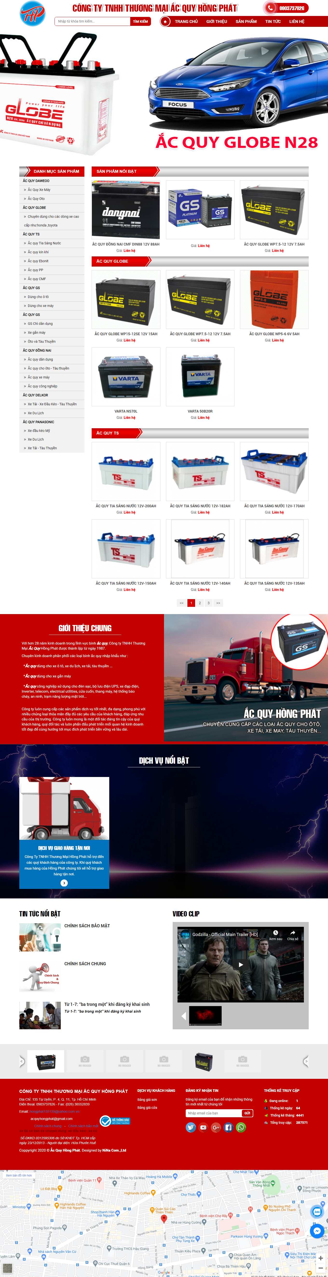 Thiết kế Website web ắc quy chì - acquyhongphatcomvn