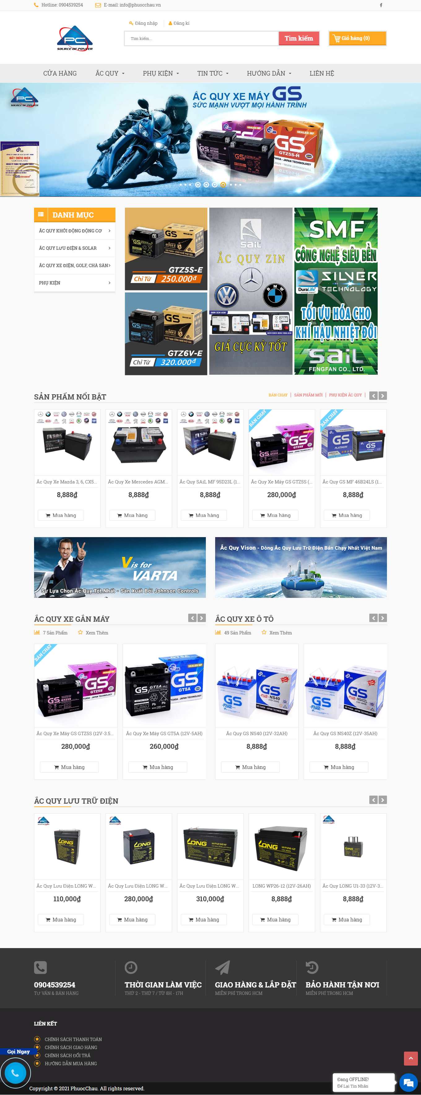 Thiết kế Website web ắc quy chì - phuocchauvn