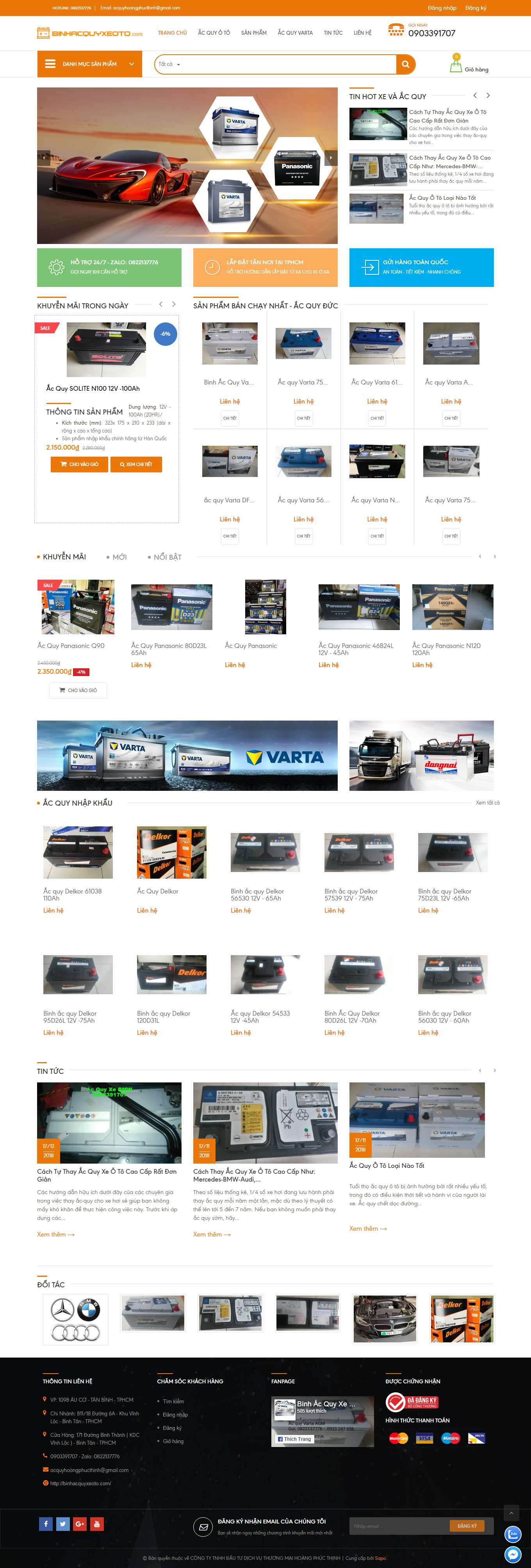 Thiết kế Website web ắc quy axit - binhacquyxeotocom