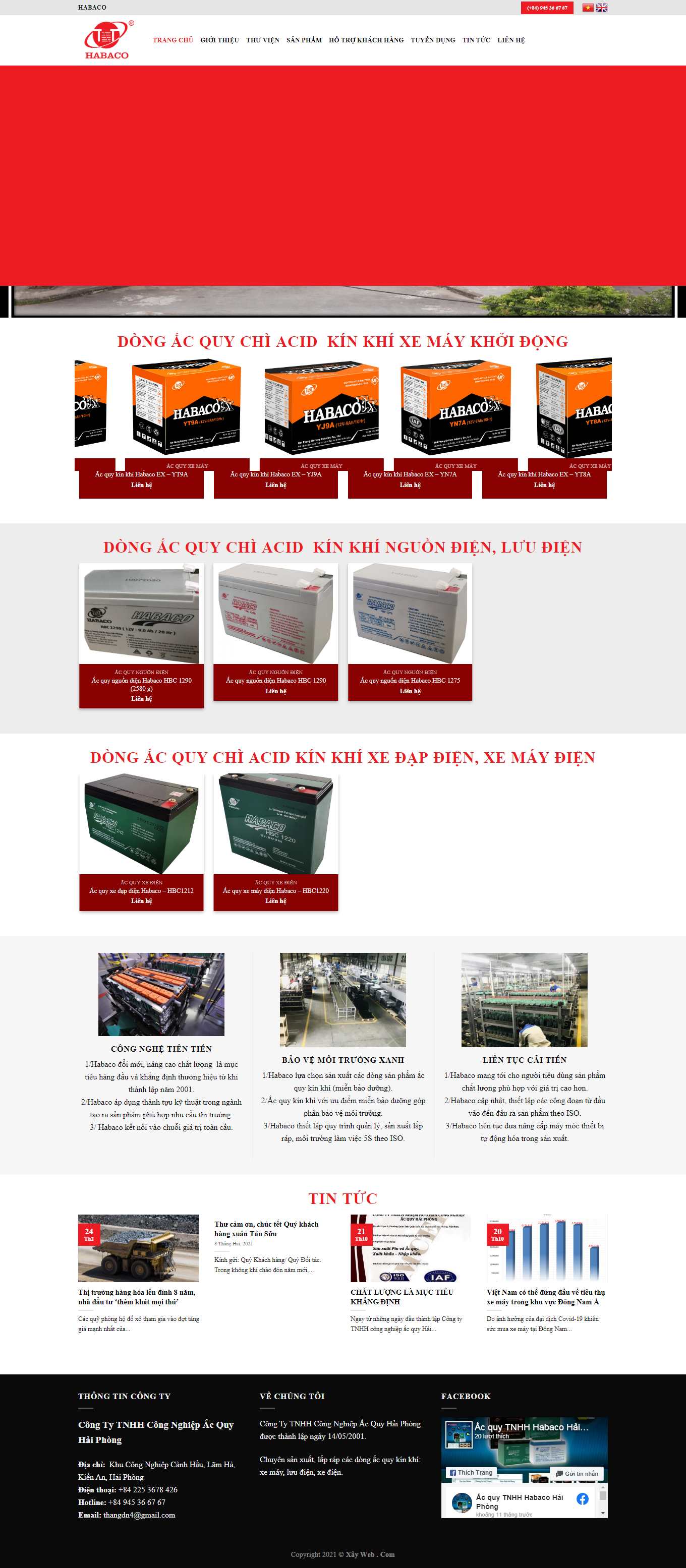 Thiết kế Website web ắc quy axit - habacobatterycom