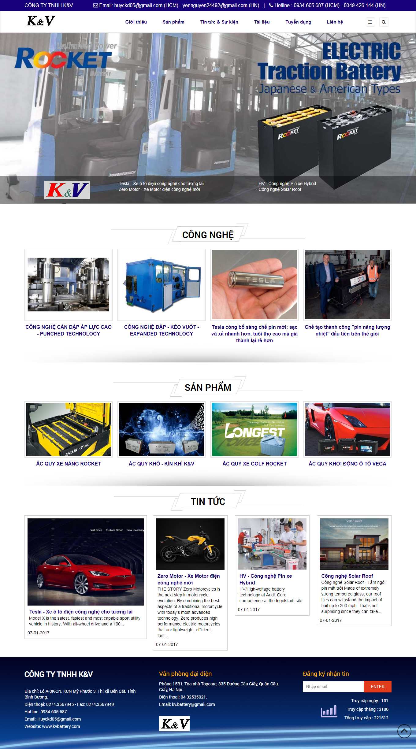 Thiết kế Website web ắc quy axit - kvbatterycom