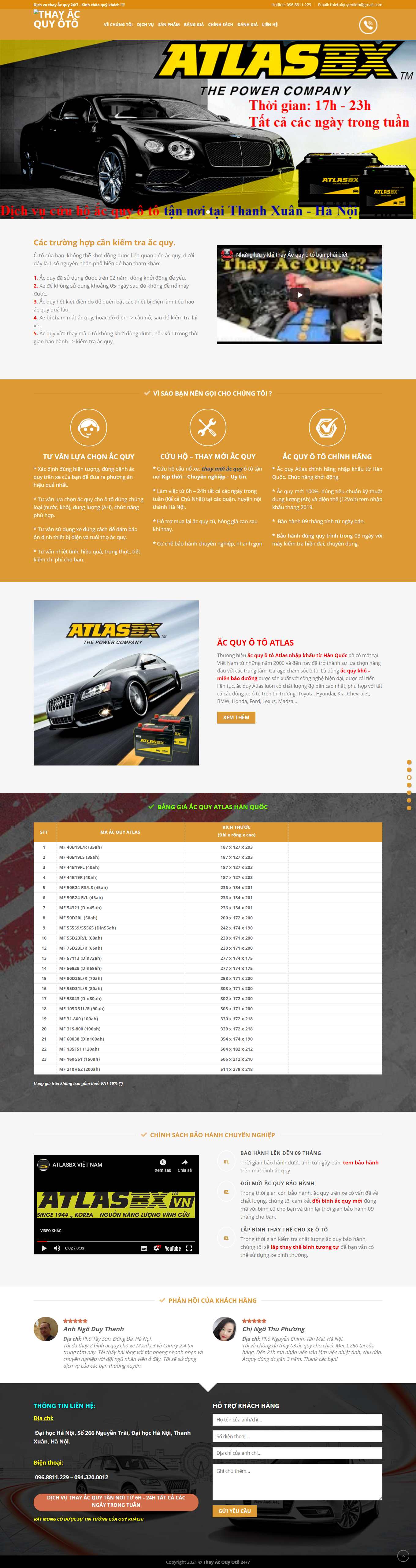 Thiết kế Website web ắc quy axit - acquyotothanhxuancom