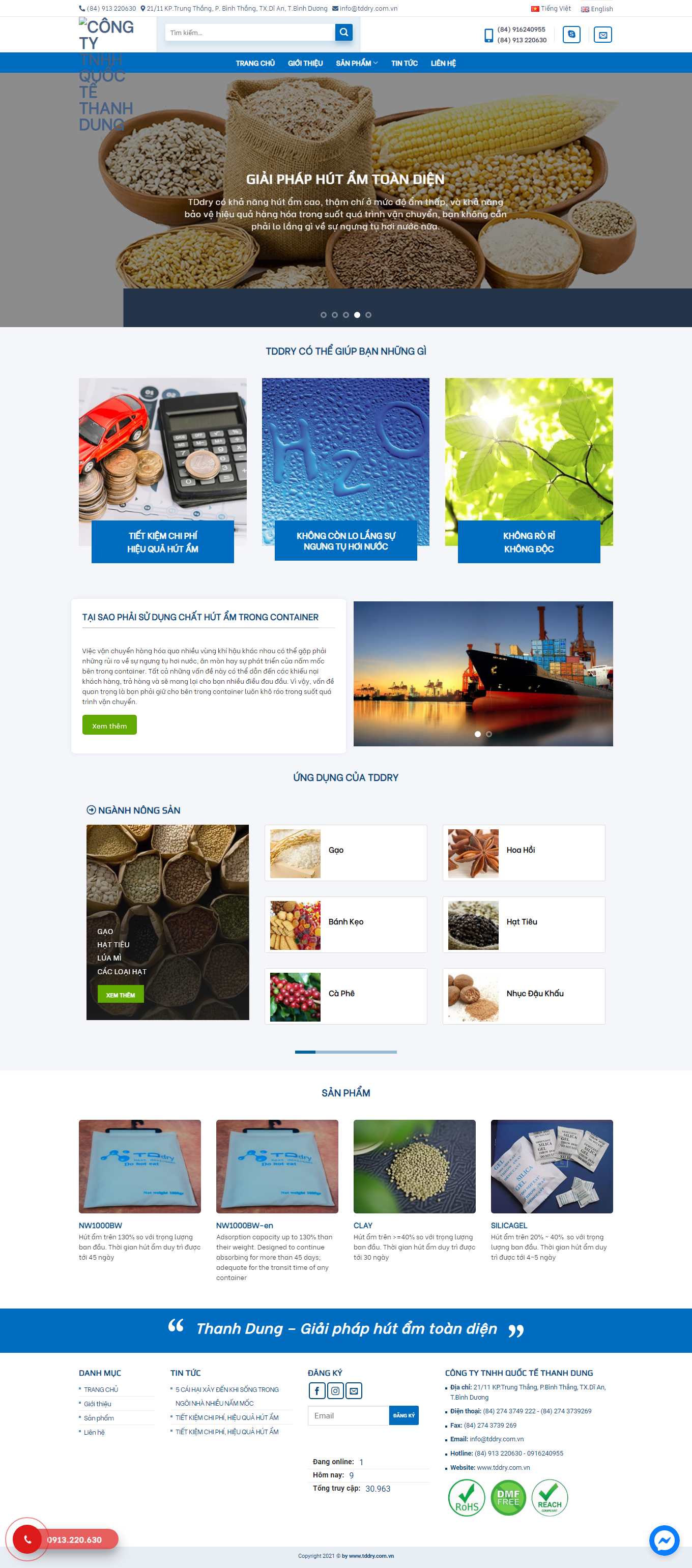 Thiết kế Website web hạt chống ẩm - wwwtddrycomvn