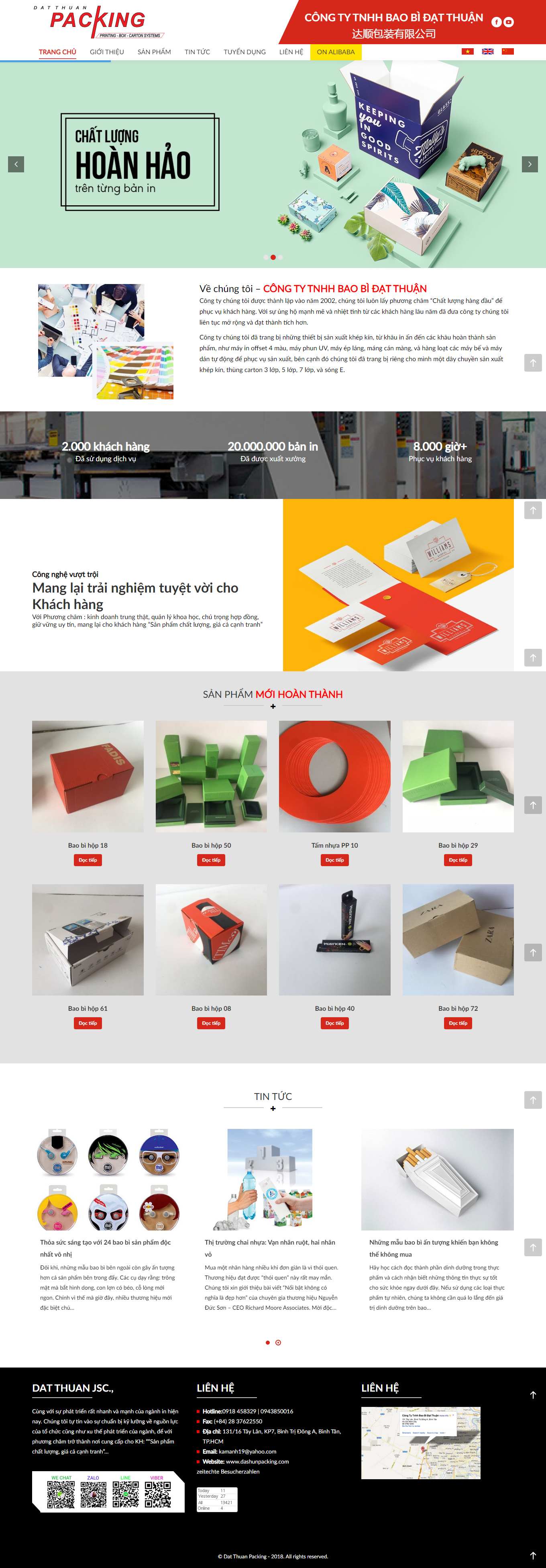 Thiết kế Website web bán bao bì carton - dashunpackingcom