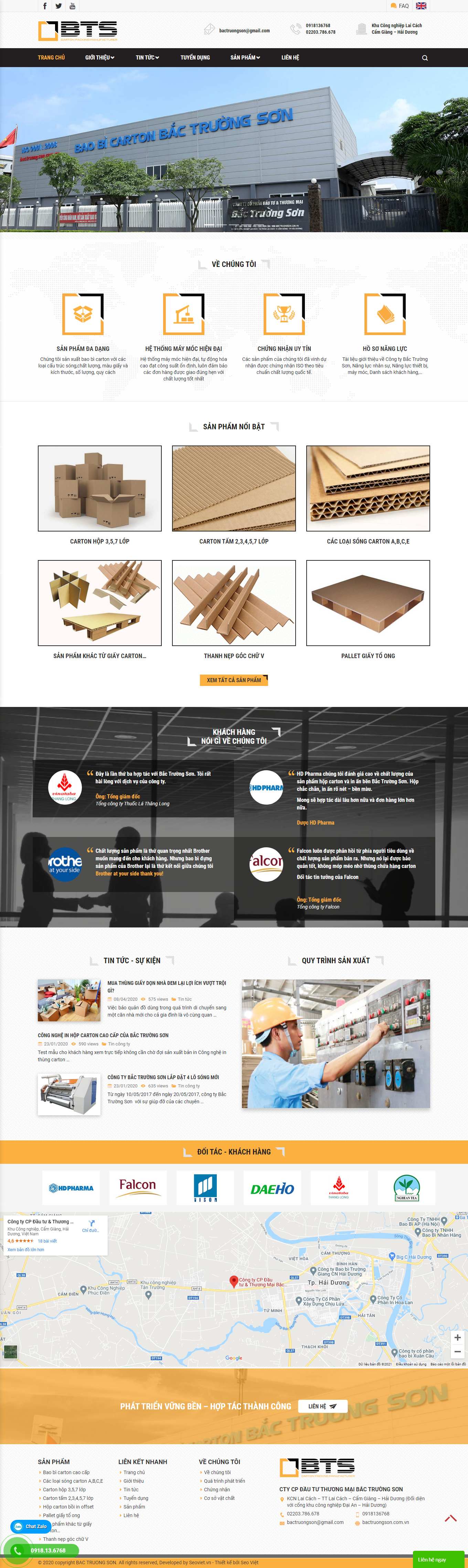 Thiết kế Website web bán bao bì carton - bactruongsoncomvn