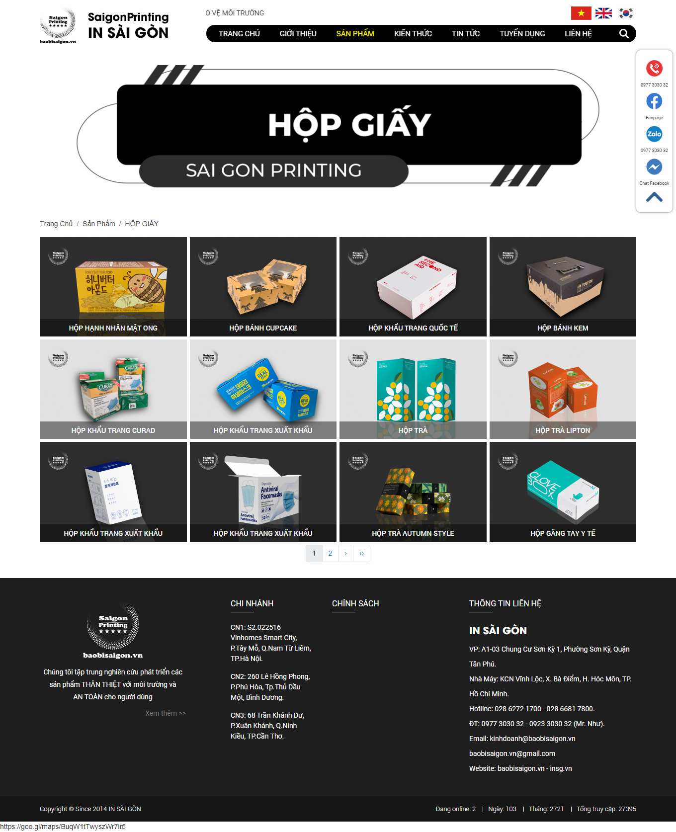 Thiết kế Website web bán bao bì carton - baobisaigonvn