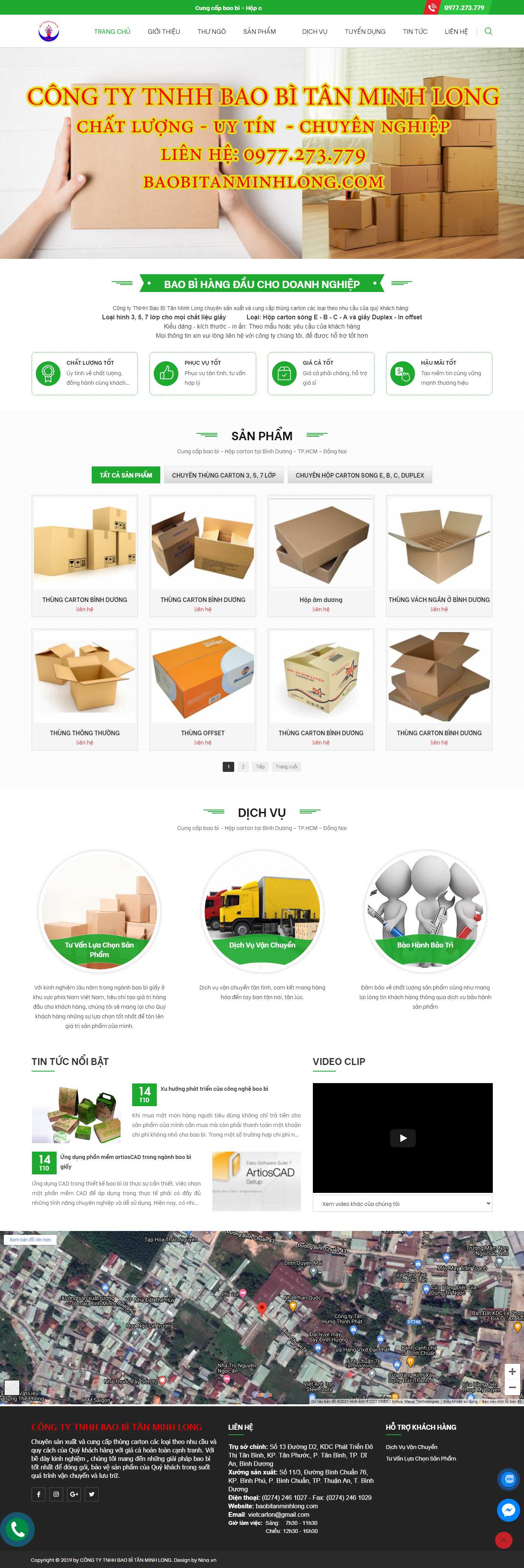 Thiết kế Website web bán bao bì giấy - baobitanminhlongcom