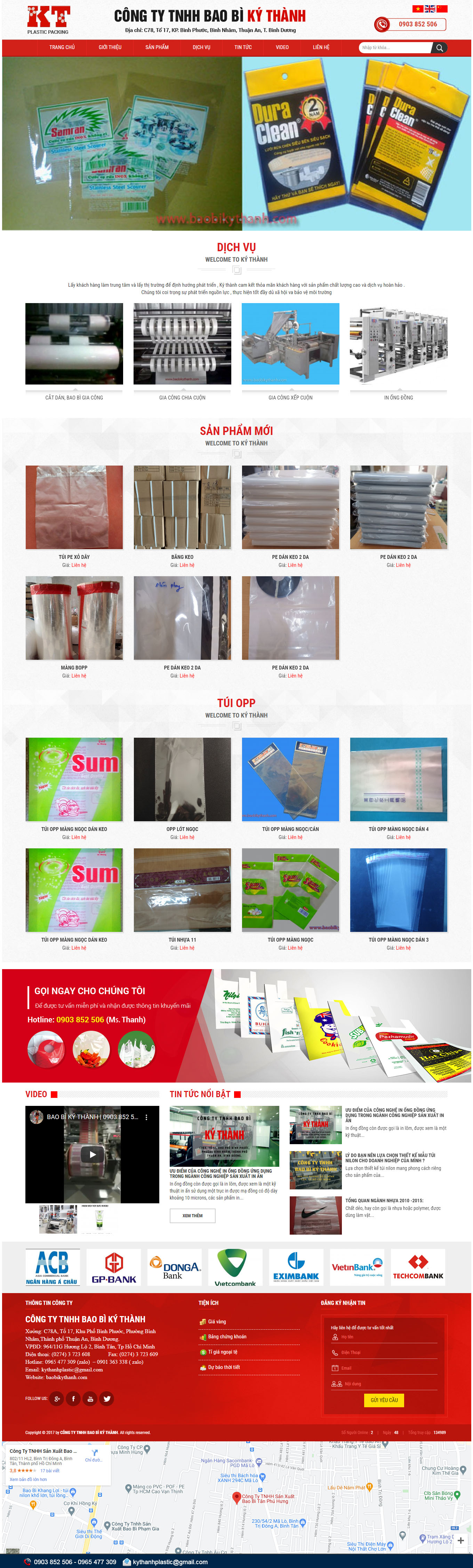 Thiết kế Website web bán bao bì giấy - baobikythanhcom