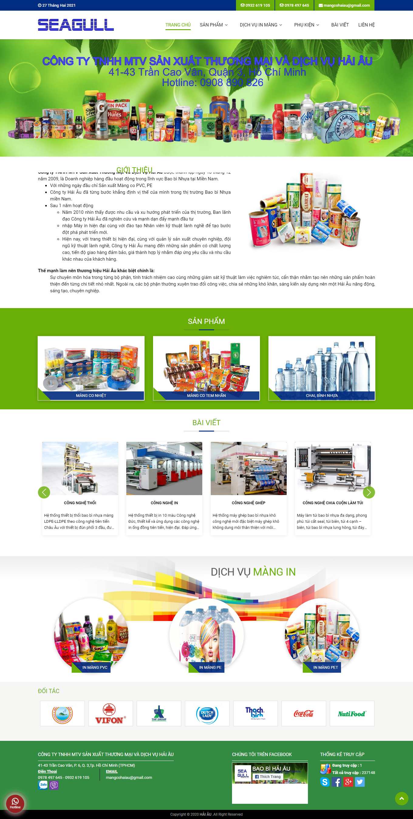 Thiết kế Website web bán màng co - mangcohaiaucom