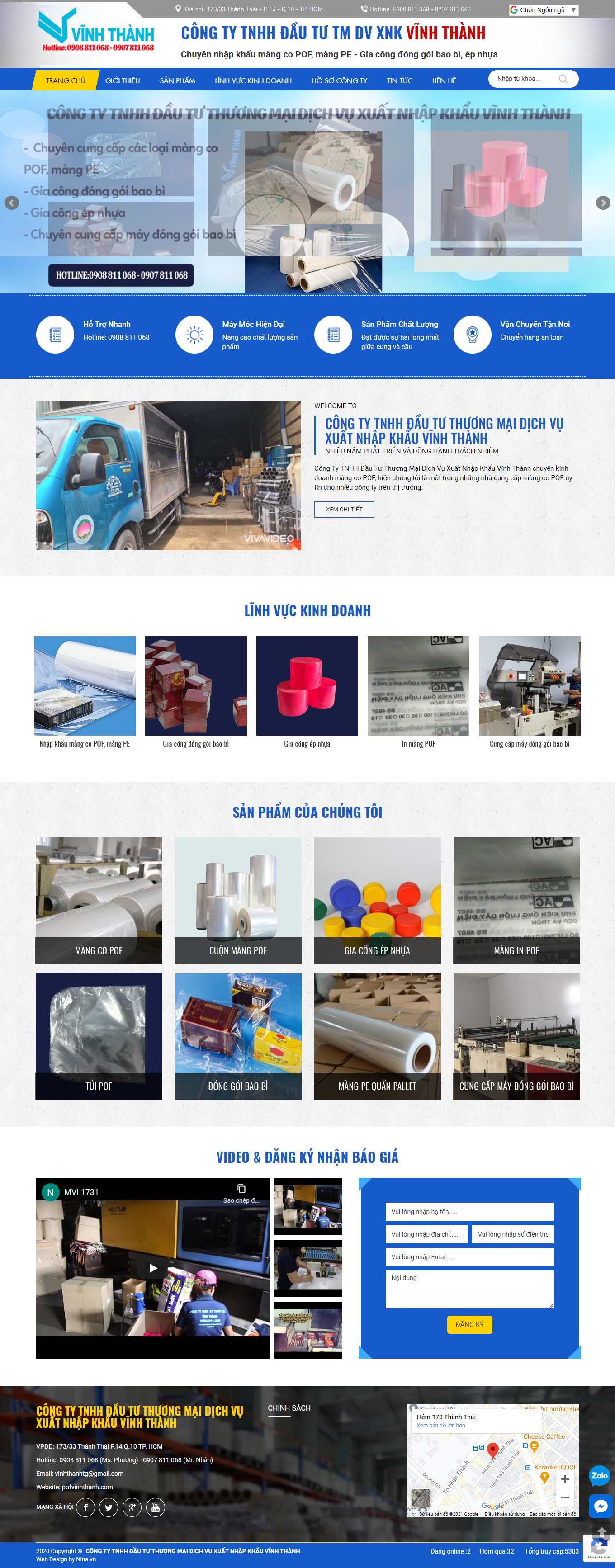 Thiết kế Website web bán màng co - pofvinhthanhcom