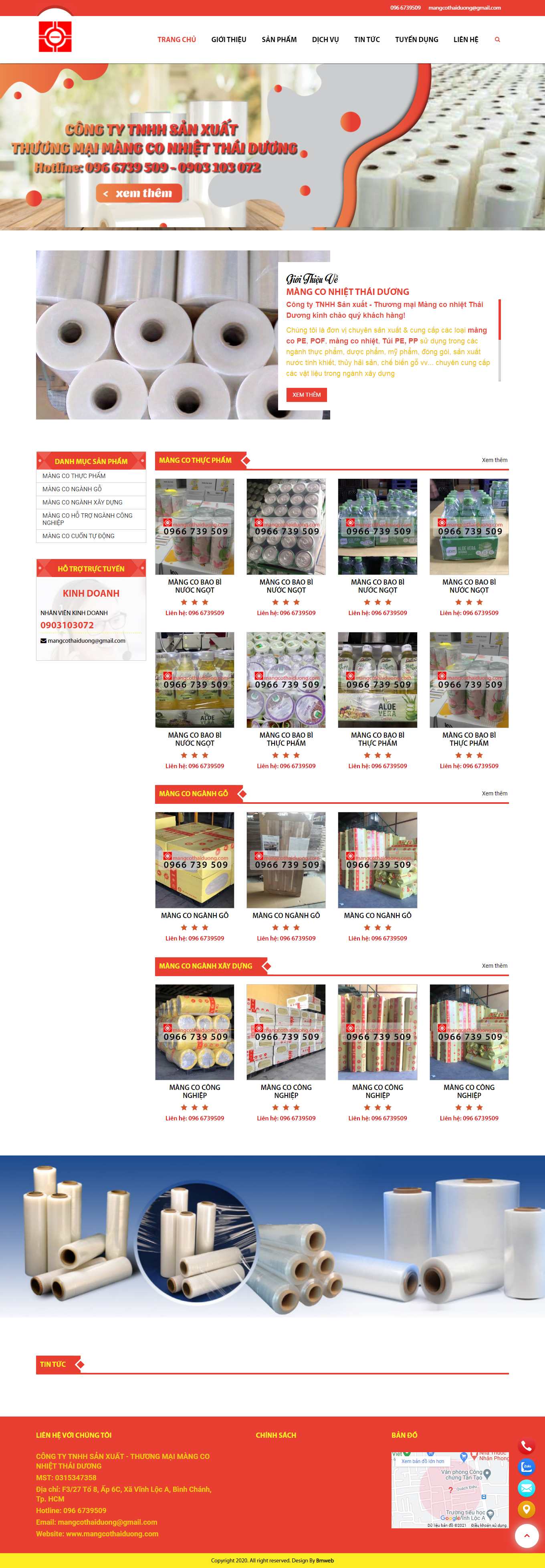 Thiết kế Website web bán màng co - mangcothaiduongcom