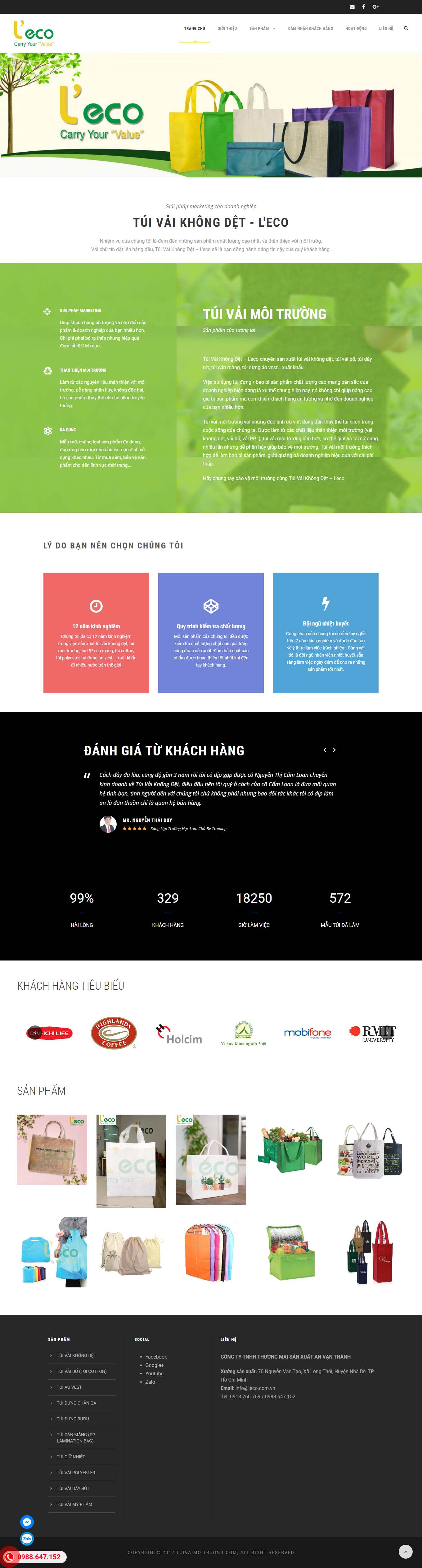 Thiết kế Website web bán túi vải không dệt - tuivaimoitruongcom