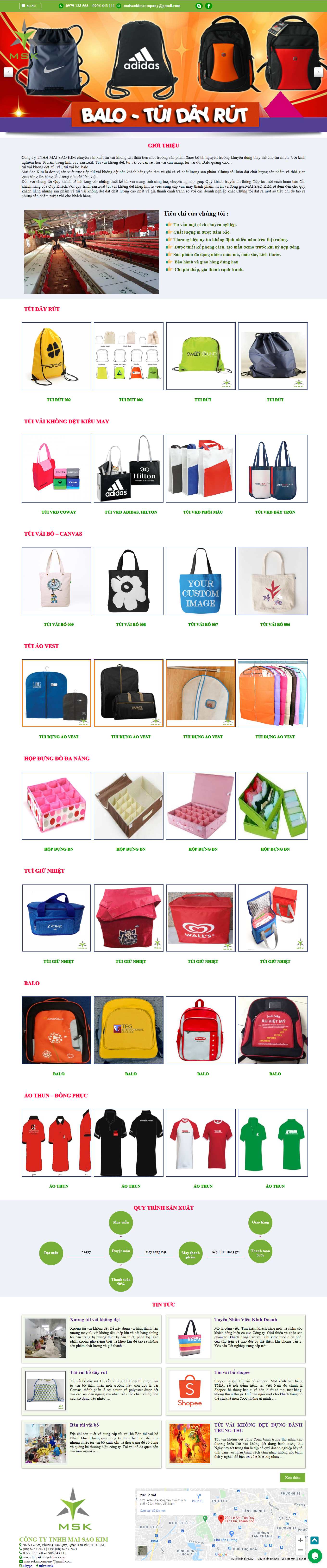 Thiết kế Website web bán túi vải không dệt - tuivaikhongdetmskcom