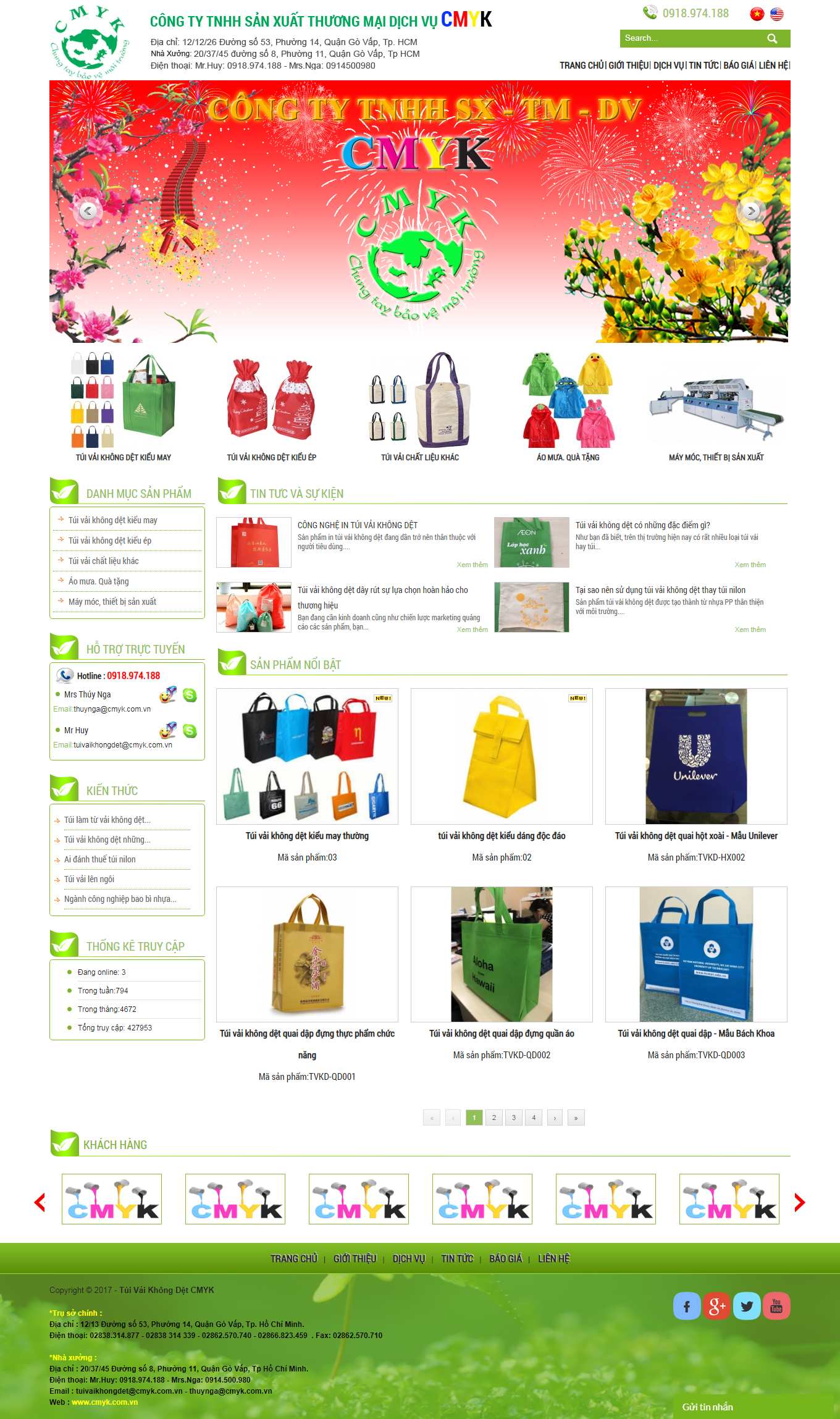 Thiết kế Website web bán túi vải không dệt - cmykcomvn