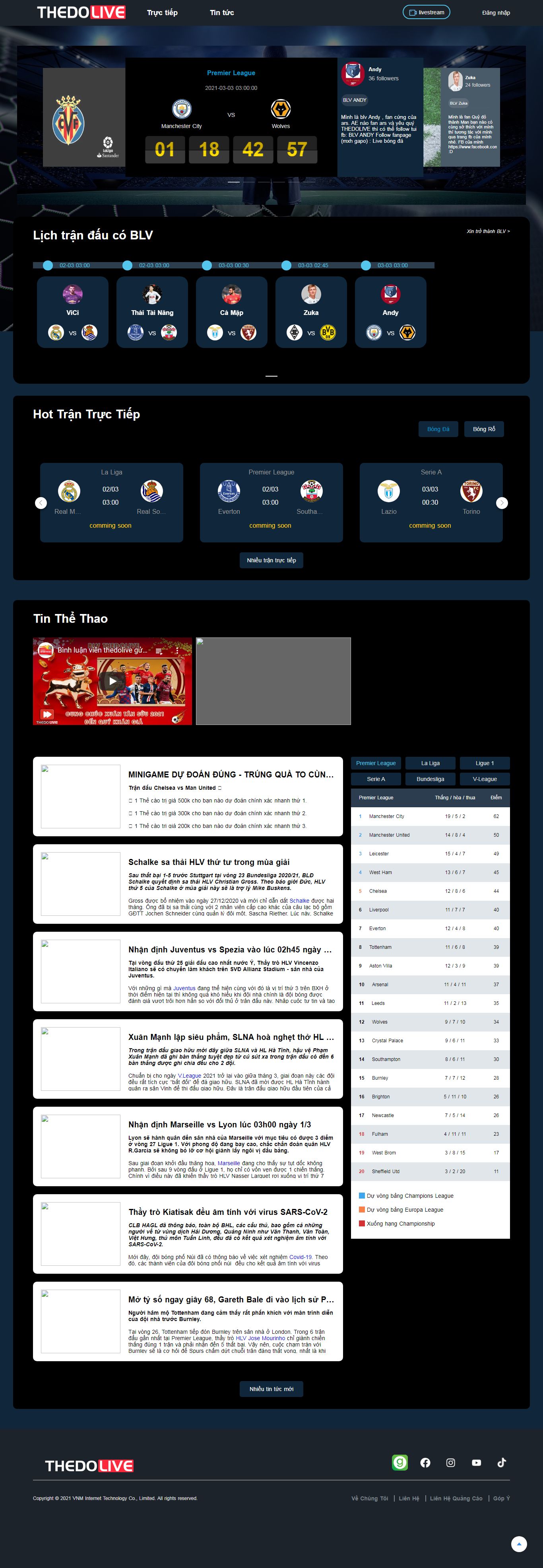 Thiết kế Website web trực tiếp bóng rổ - thedolivevn
