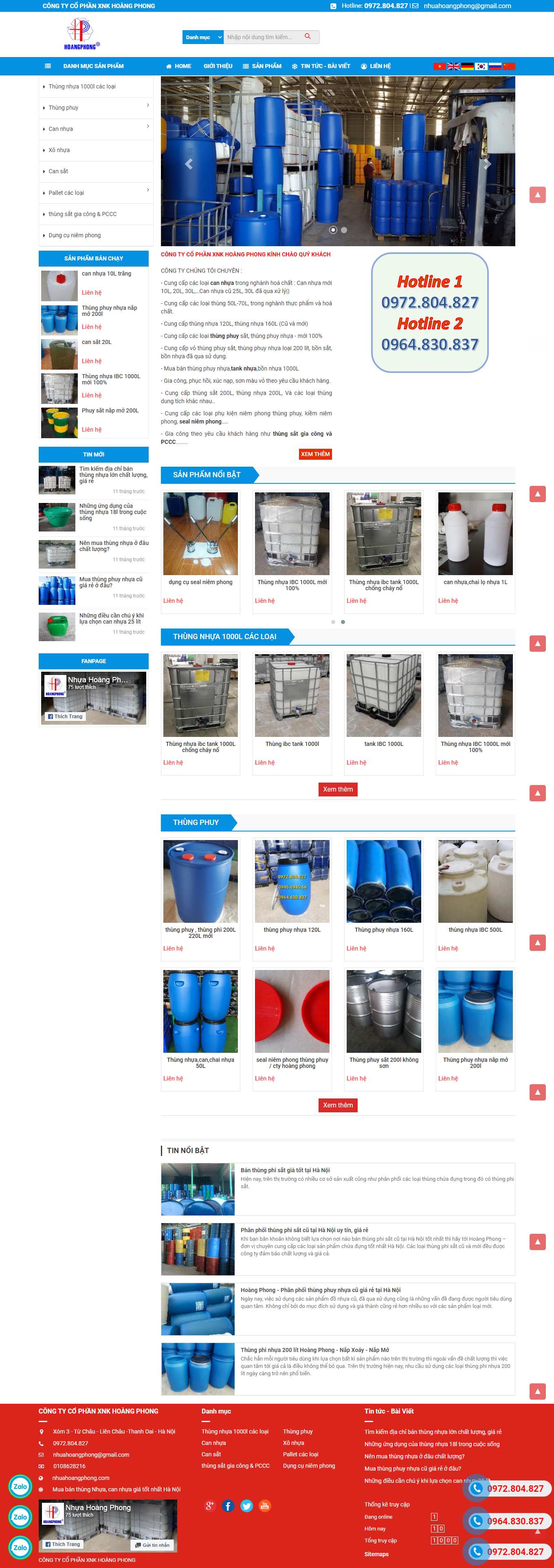 Thiết kế Website web thùng phuy kim loại - nhuahoangphongcom