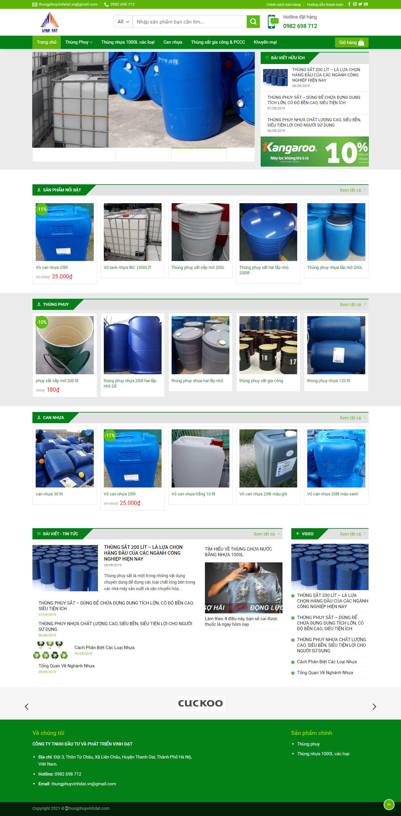 Thiết kế Website web thùng phuy kim loại - thungphuyvinhdatcom