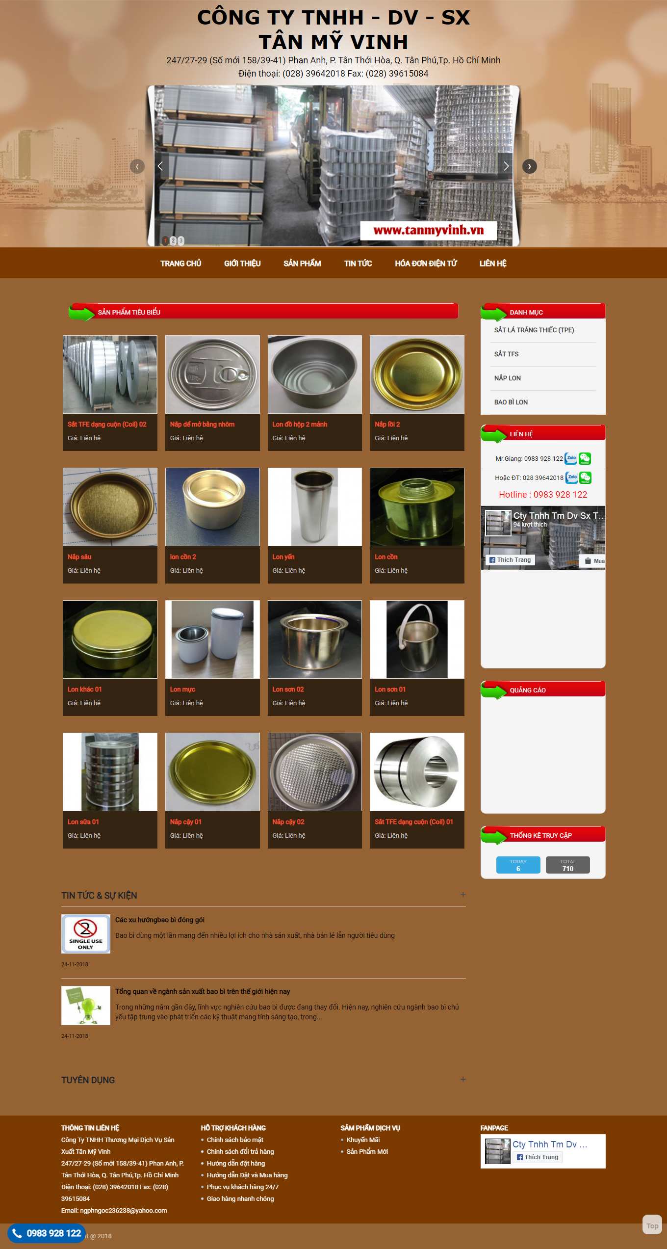 Thiết kế Website web bán bao bì kim loại - tanmyvinhvn