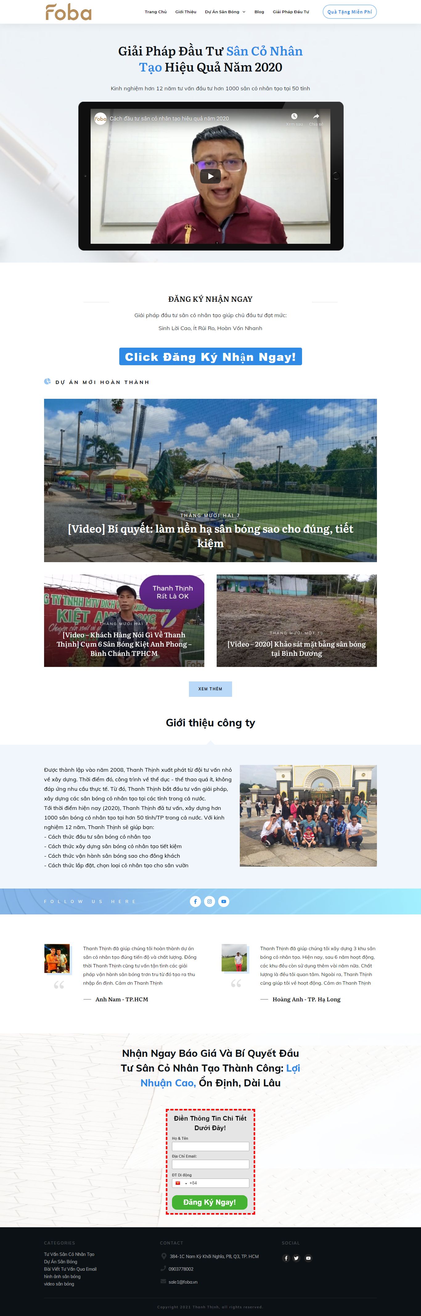 Thiết kế Website web cỏ nhân tạo - fobavn