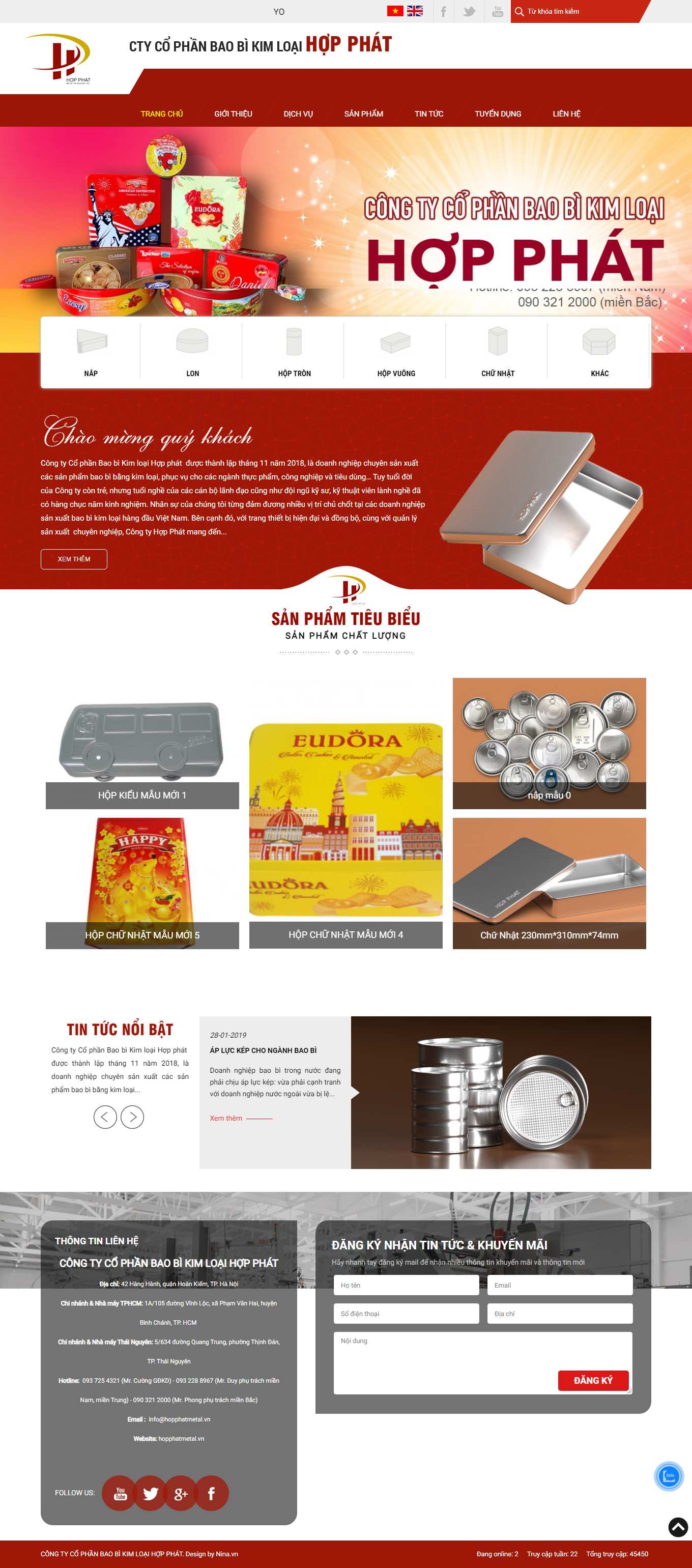 Thiết kế Website web bán bao bì kim loại - hopphatmetalvn