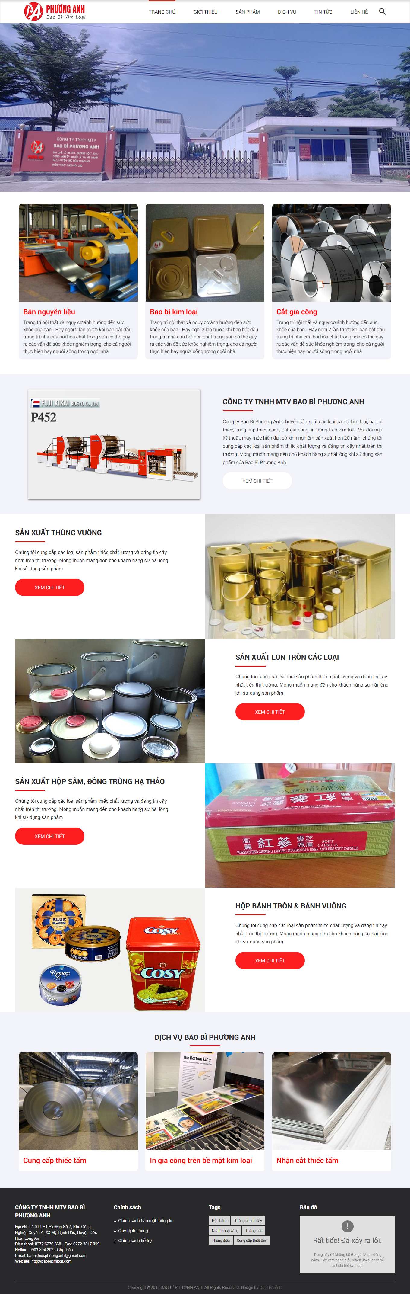 Thiết kế Website web bán bao bì kim loại - baobikimloaicom