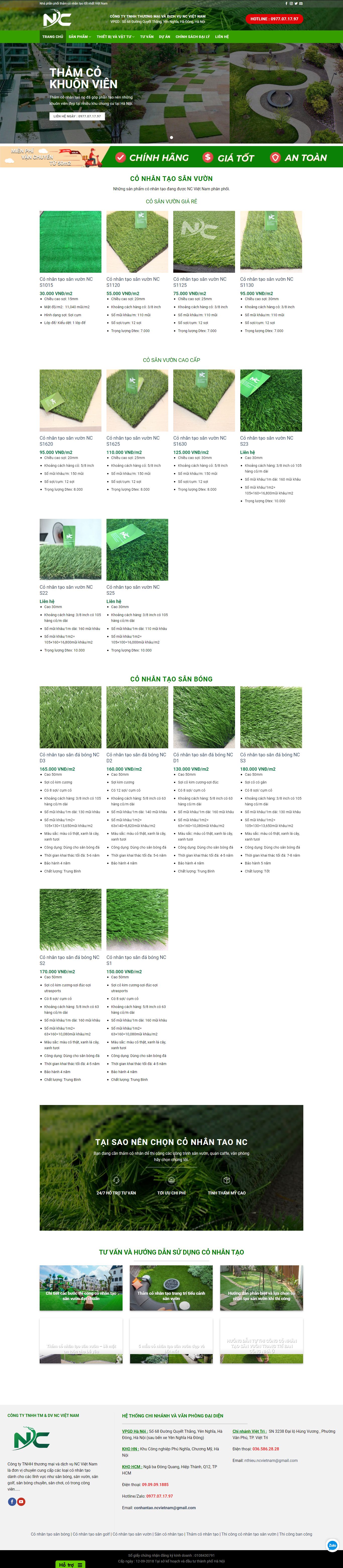 Thiết kế Website web cỏ nhân tạo - thamconhantaonccom