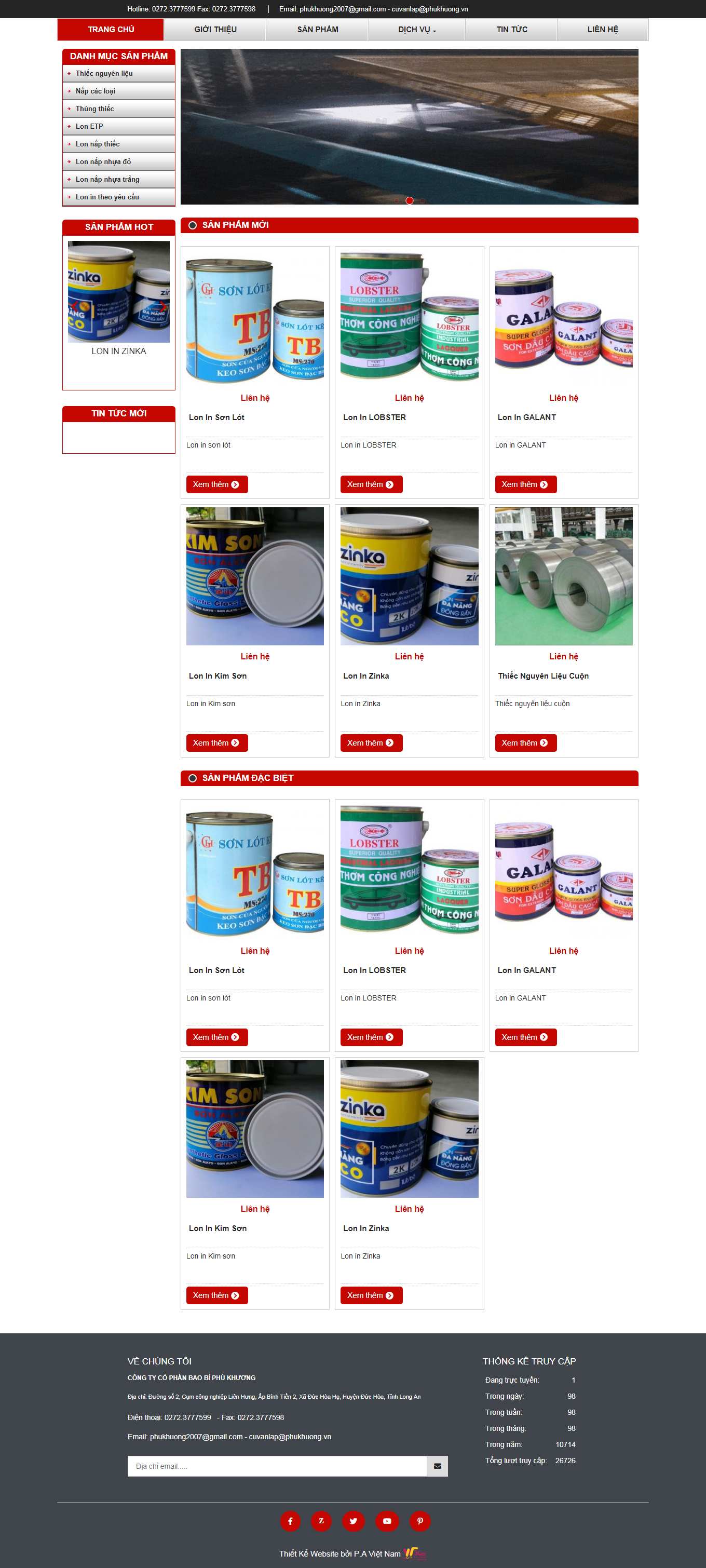 Thiết kế Website web bán hộp thiếc - phukhuongvn