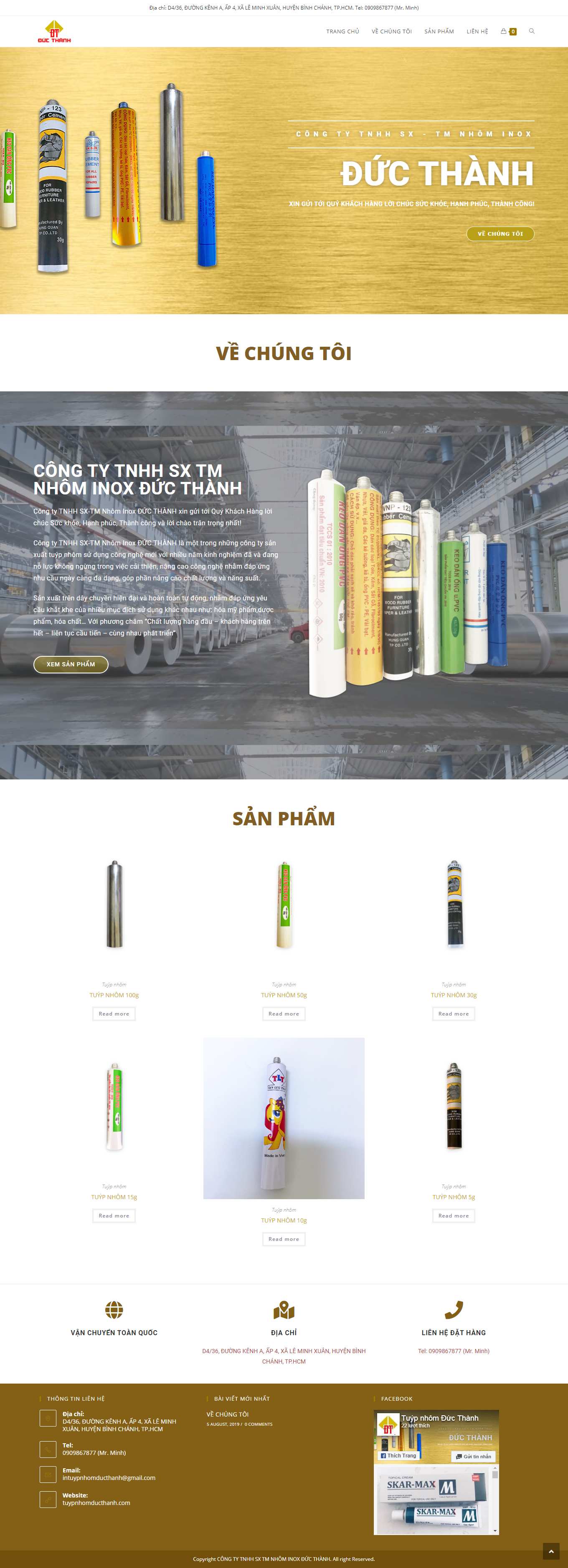 Thiết kế Website web bán nắp nhôm - tuypnhomducthanhcom