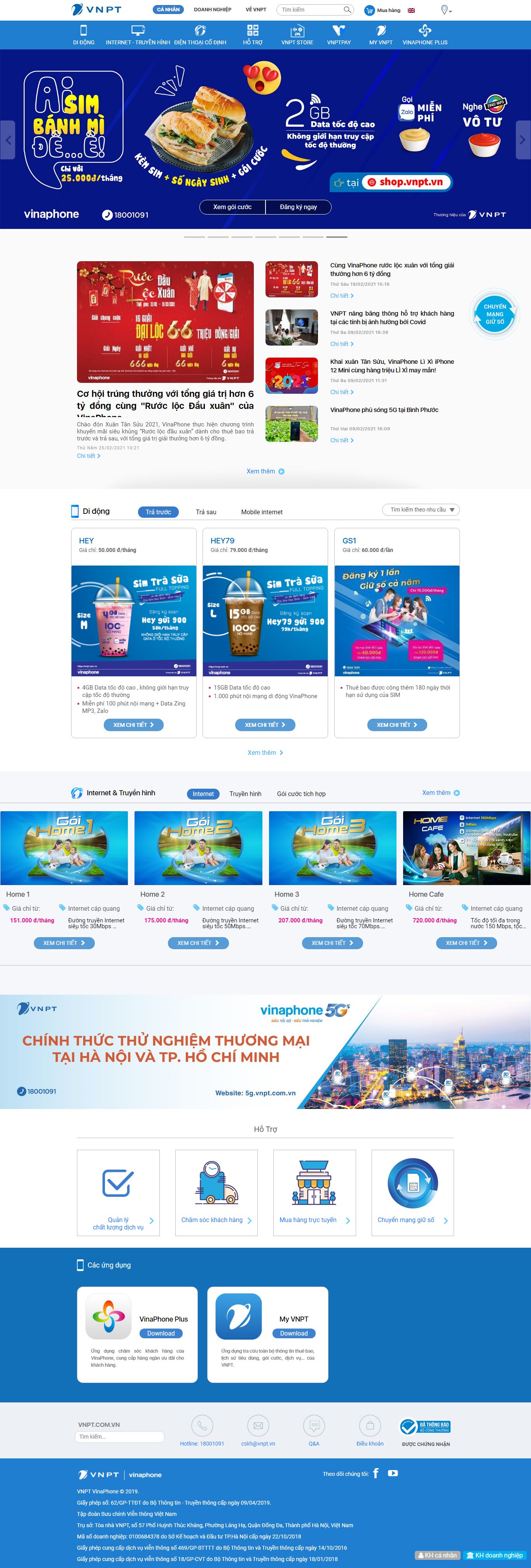 Thiết kế Website web dụng vụ viễn thông - vnptcomvn