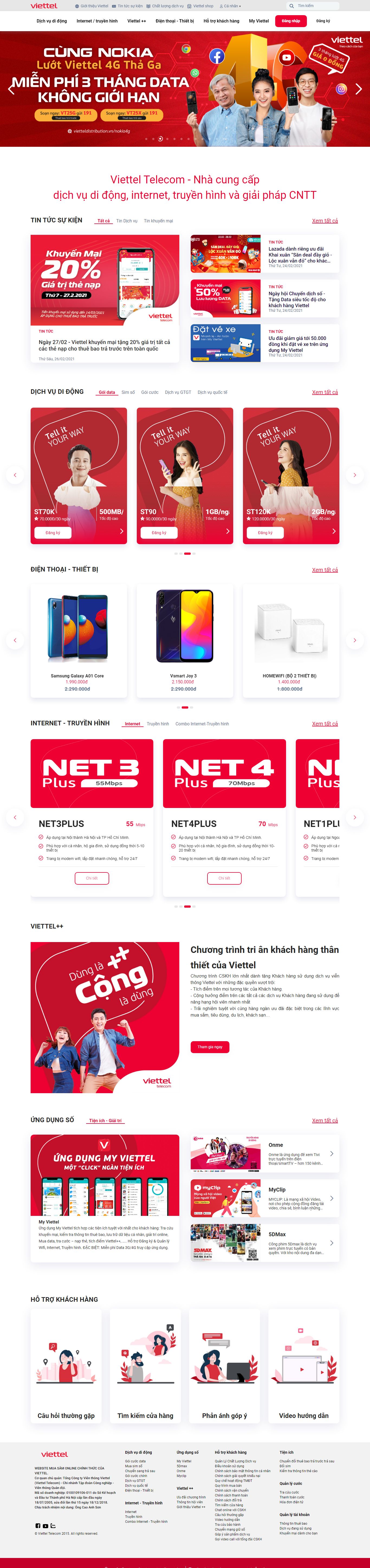 Thiết kế Website web dụng vụ viễn thông - vietteltelecomvn