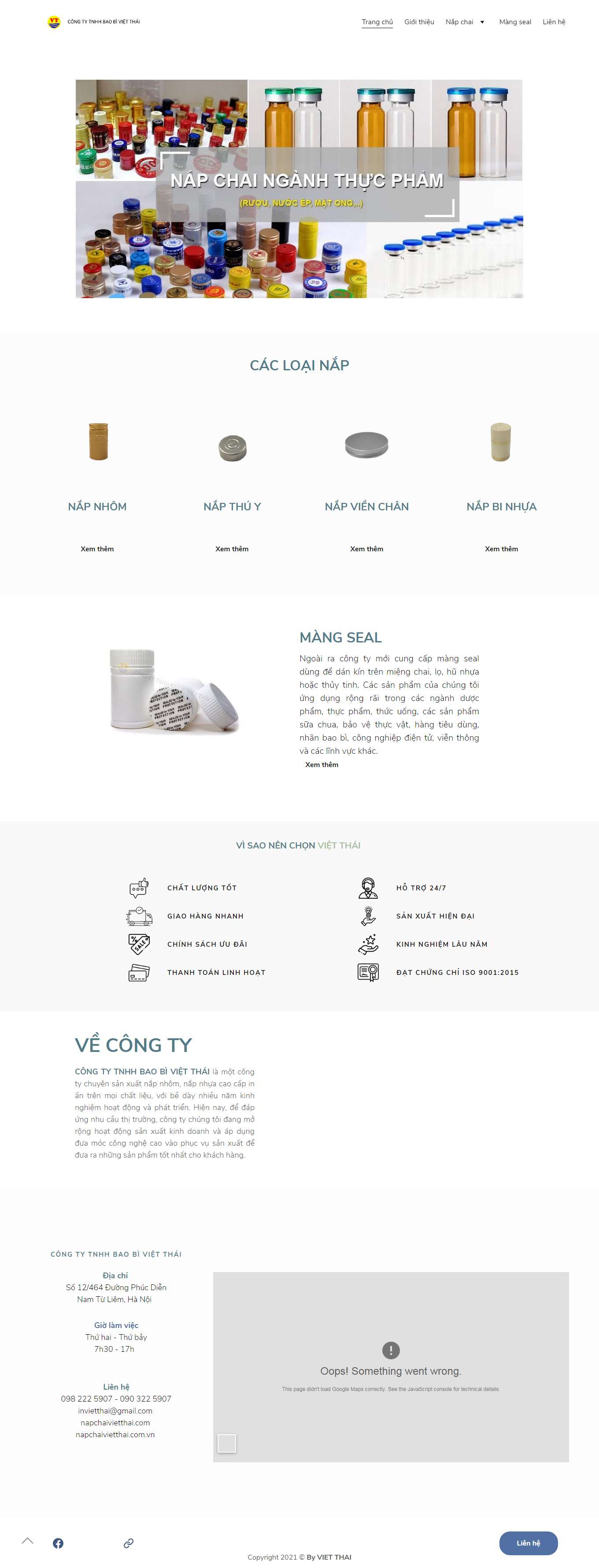 Thiết kế Website web bán nắp nhôm - napchaivietthaicomvn