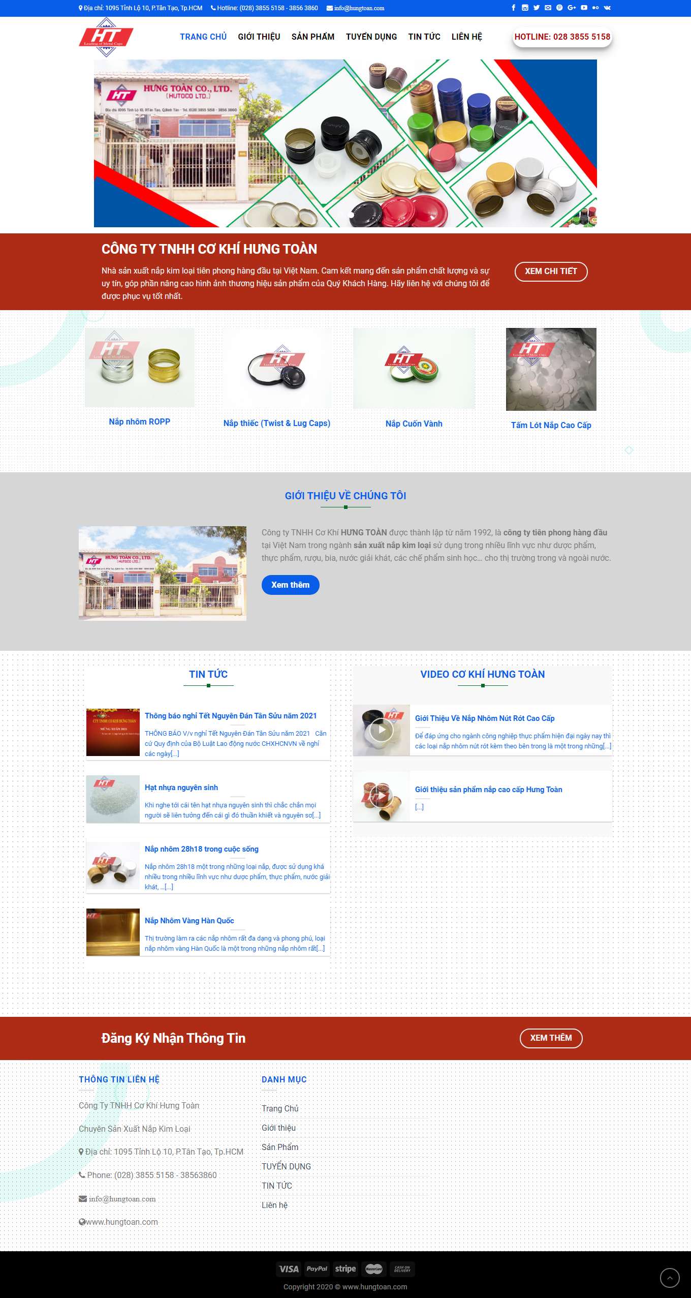 Thiết kế Website web bán nắp nút nhựa - hungtoancom