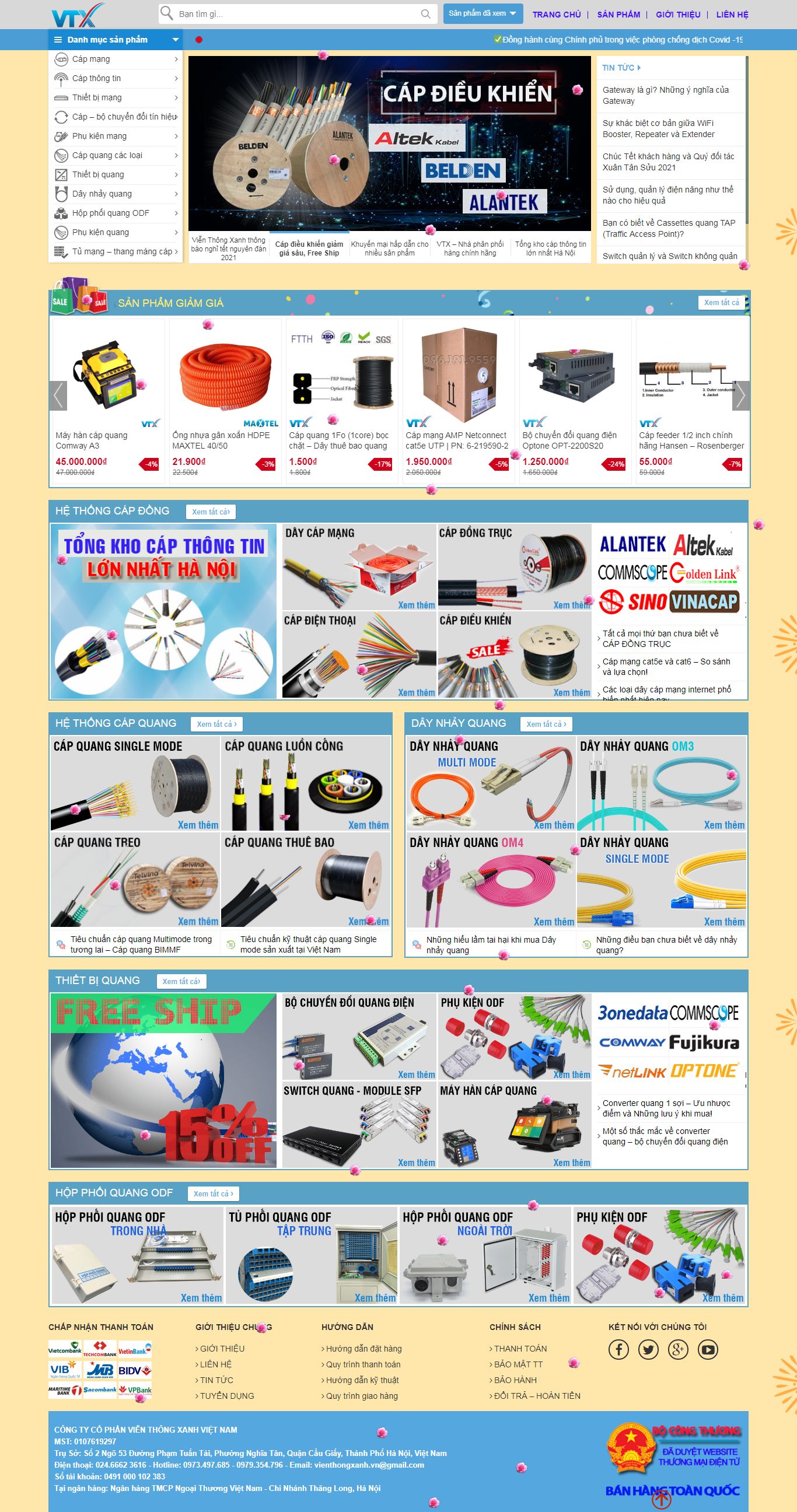 Thiết kế Website web dụng vụ viễn thông - vienthongxanhvn