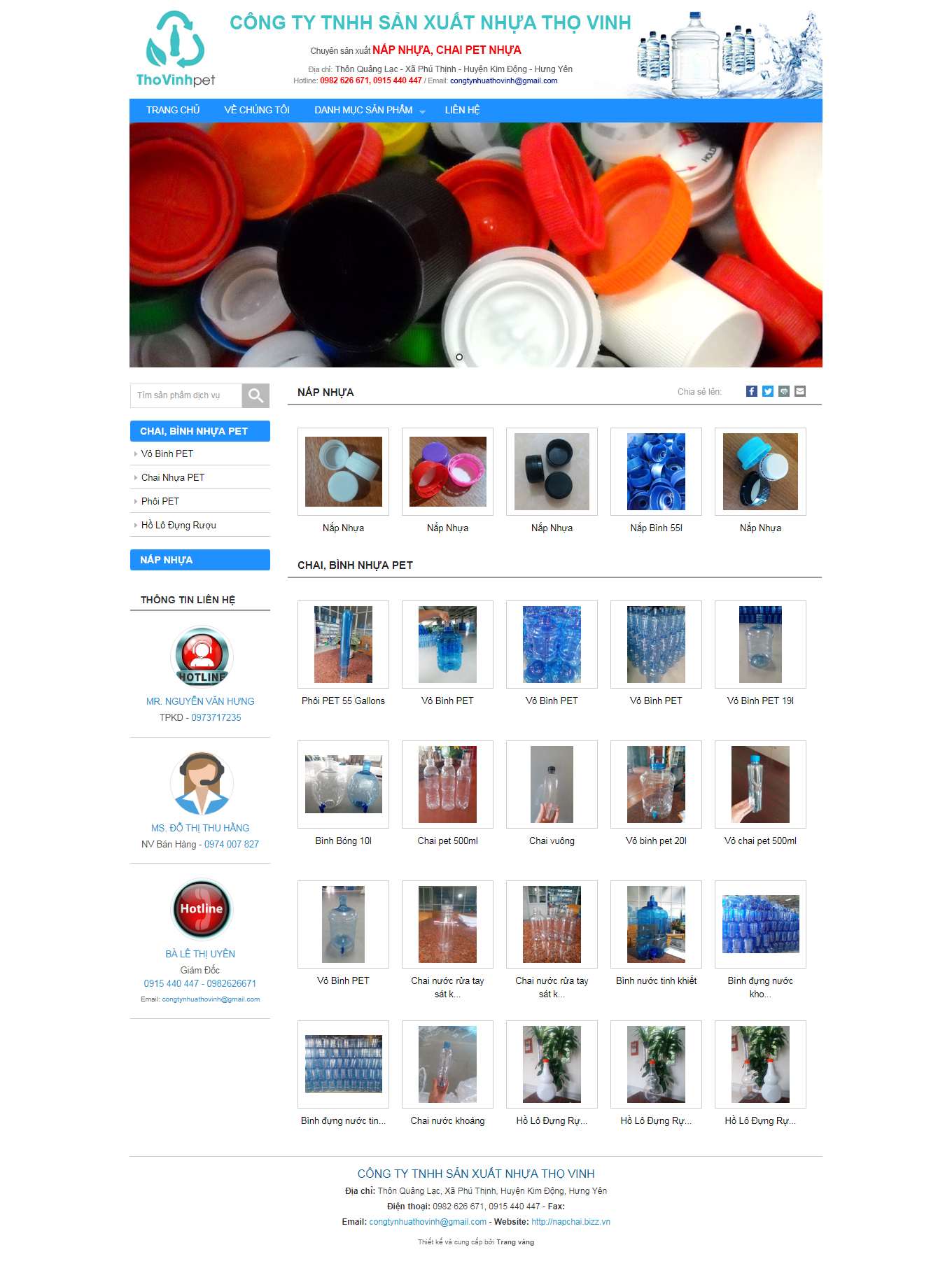 Thiết kế Website web bán nắp nút nhựa - nhuathovinhcom