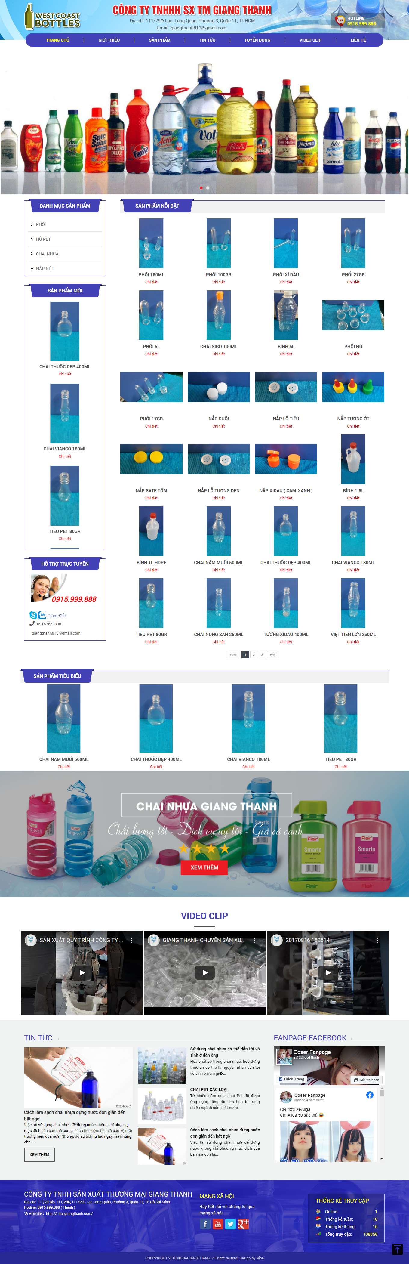 Thiết kế Website web bán nắp nút nhựa - nhuagiangthanhcom