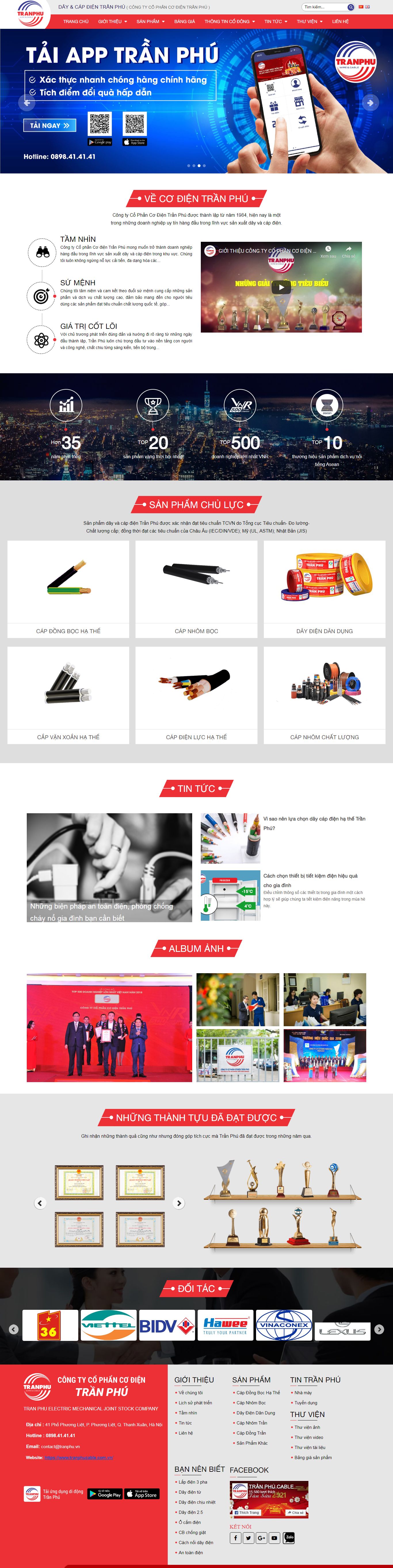 Thiết kế Website web bán thiết bị bảo vệ - wwwtranphucablecomvn