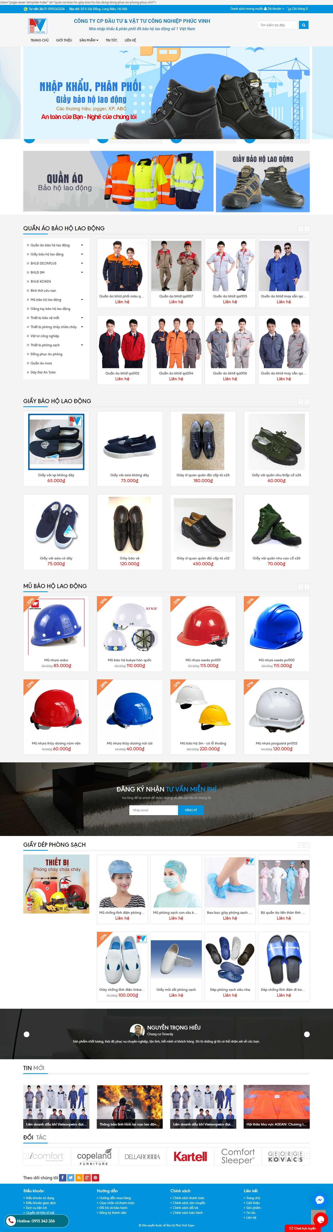 Thiết kế Website web quần áo bảo hộ lao động - baohophucvinhcom