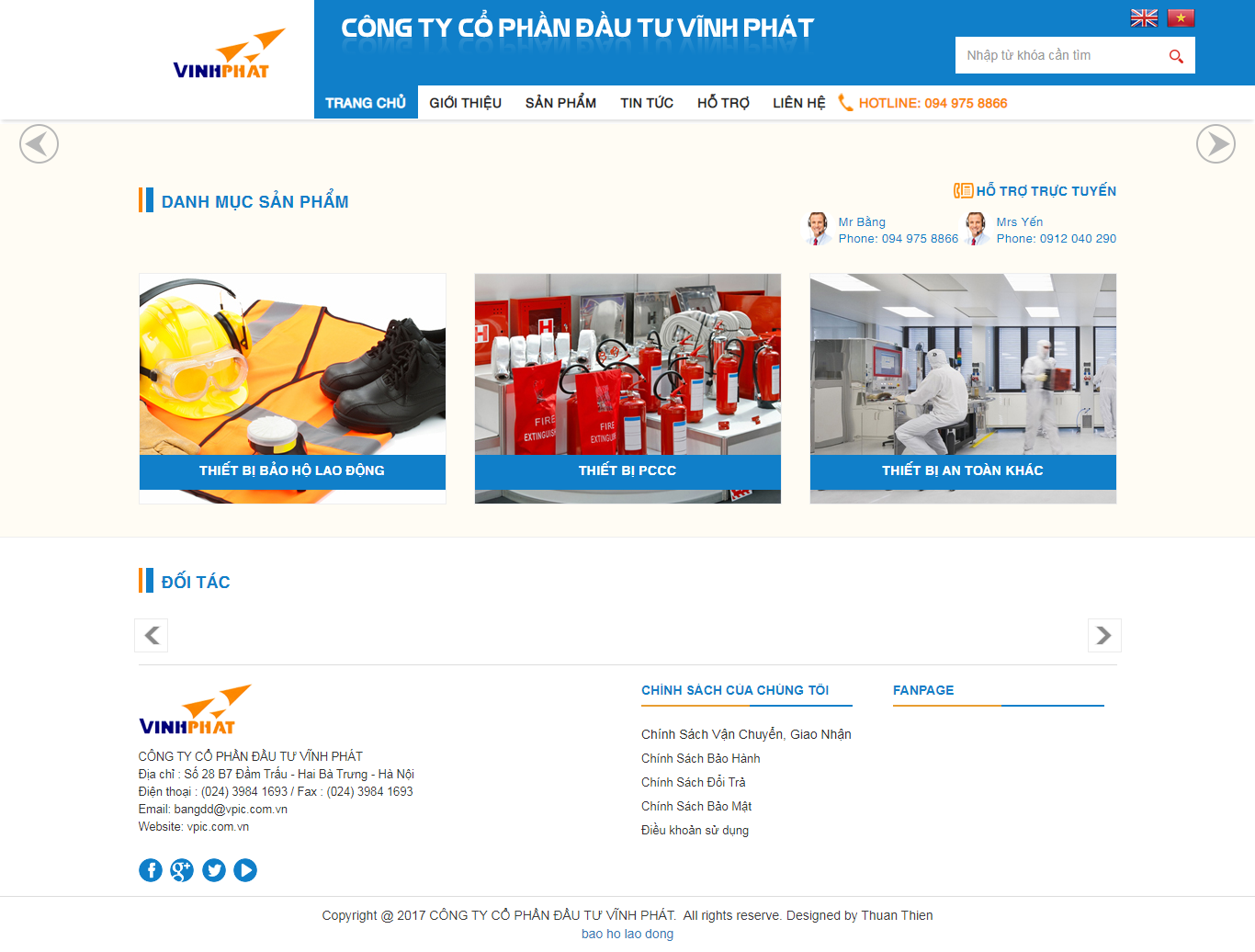 Thiết kế Website web bán thiết bị bảo vệ - vpiccomvn