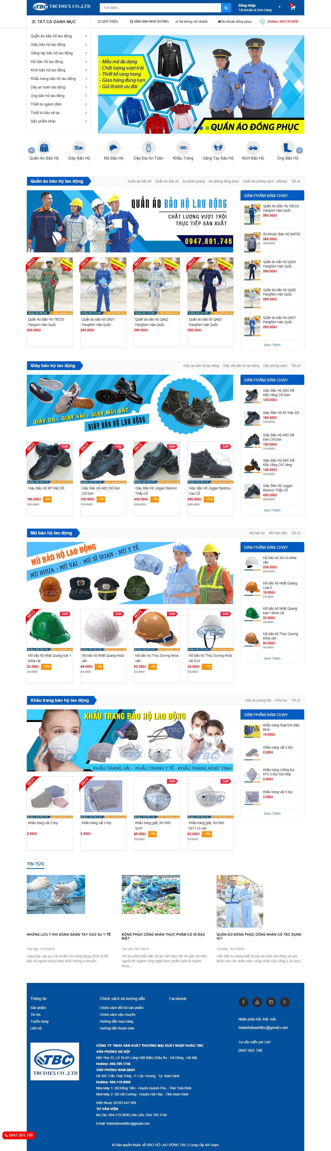 Thiết kế Website web dây đai bảo hộ - baohotbccom